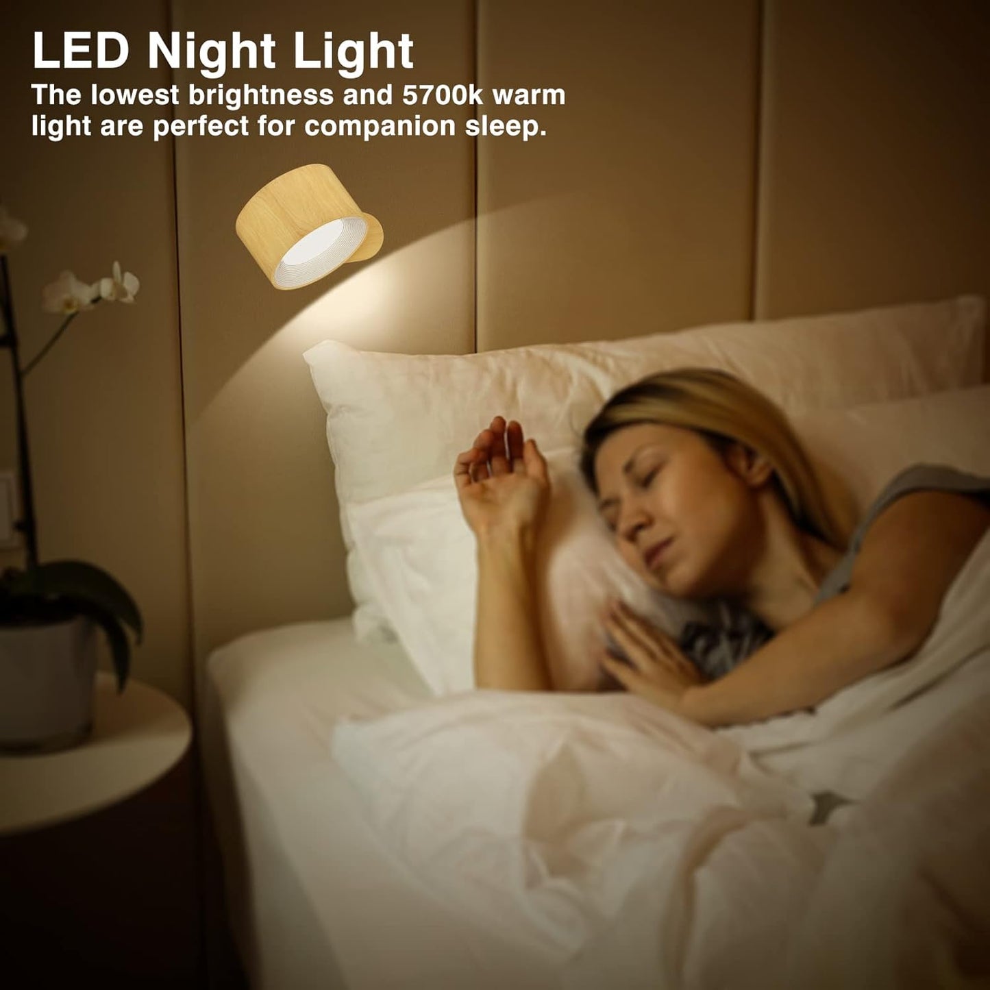 LED Wall Sconces – Rechargeable Touch-Control Lamps with USB, 3 Brightness & Color Modes, 360° Magnetic Rotation