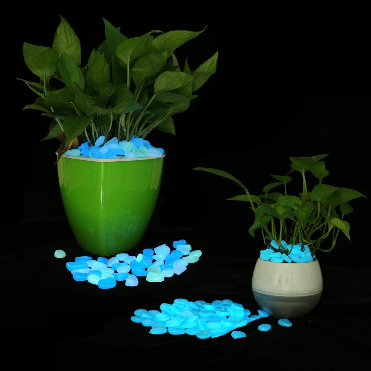 Glow in the Dark Garden Pebbles – 200PCS Blue Luminous Stones for Yard, Walkway & DIY Decor