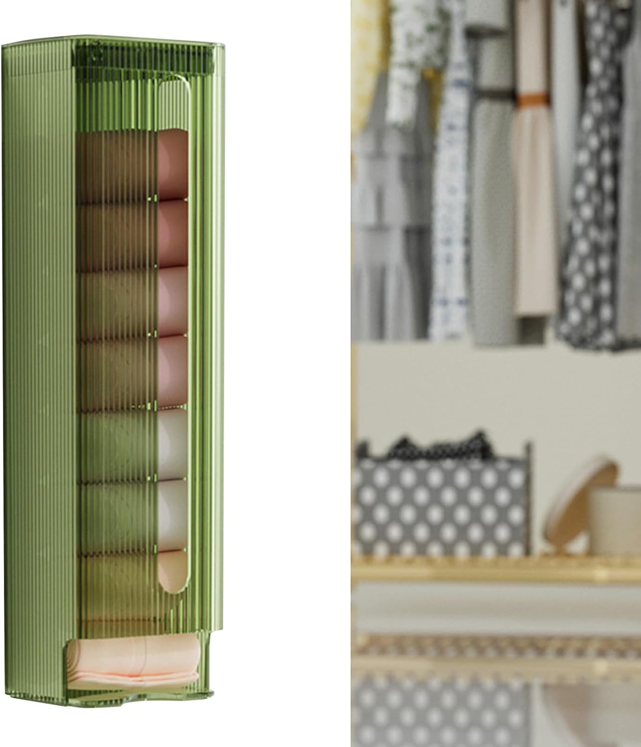 Wall Mounted Underwear & Sock Organizer – Multipurpose Drawer Storage Box (Translucent Green)