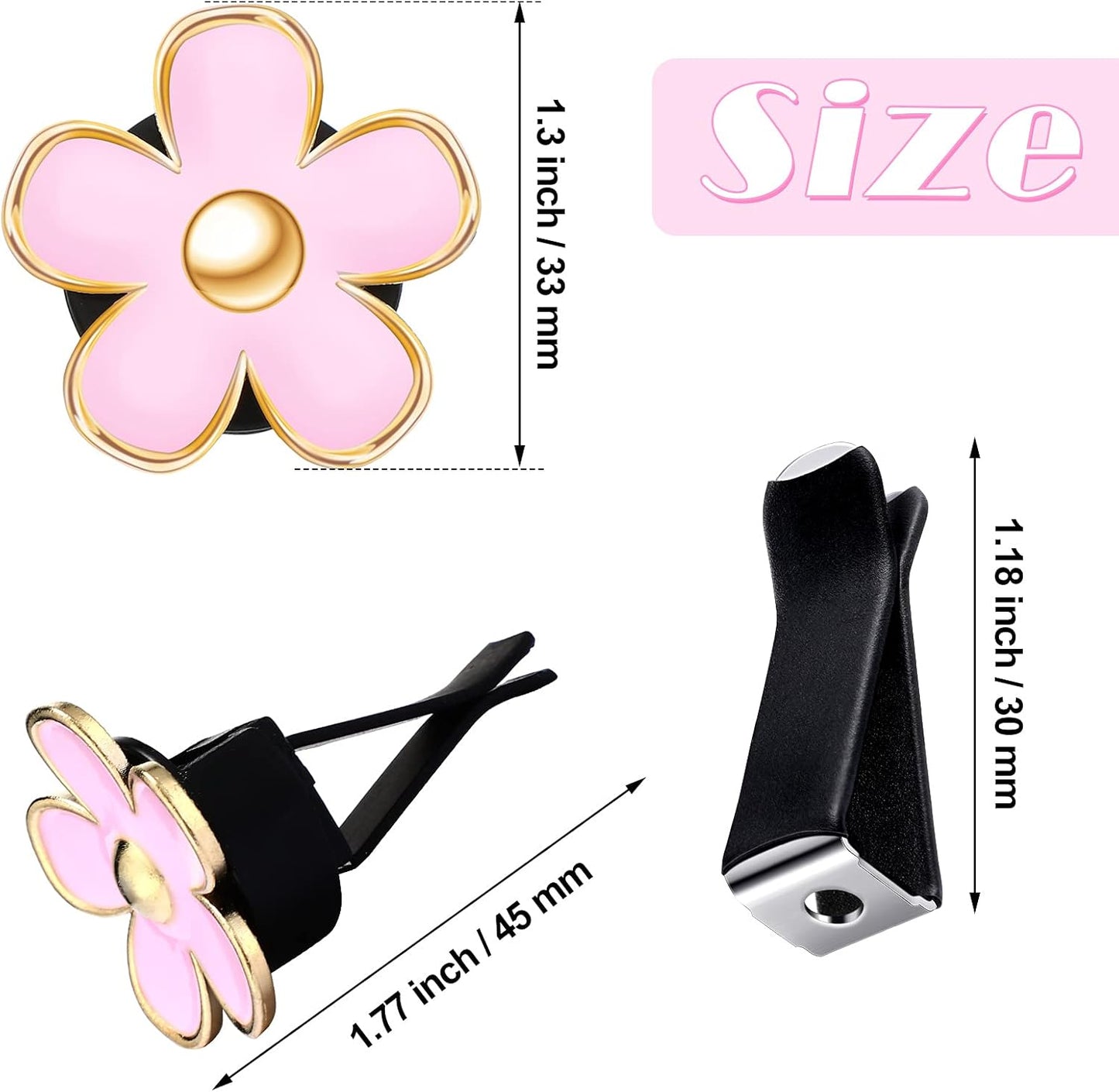6 Pcs Daisy Flower Car Air Vent Clip Set – Cute Dashboard Accessories & Car Air Fresheners (Red, Pink, White)
