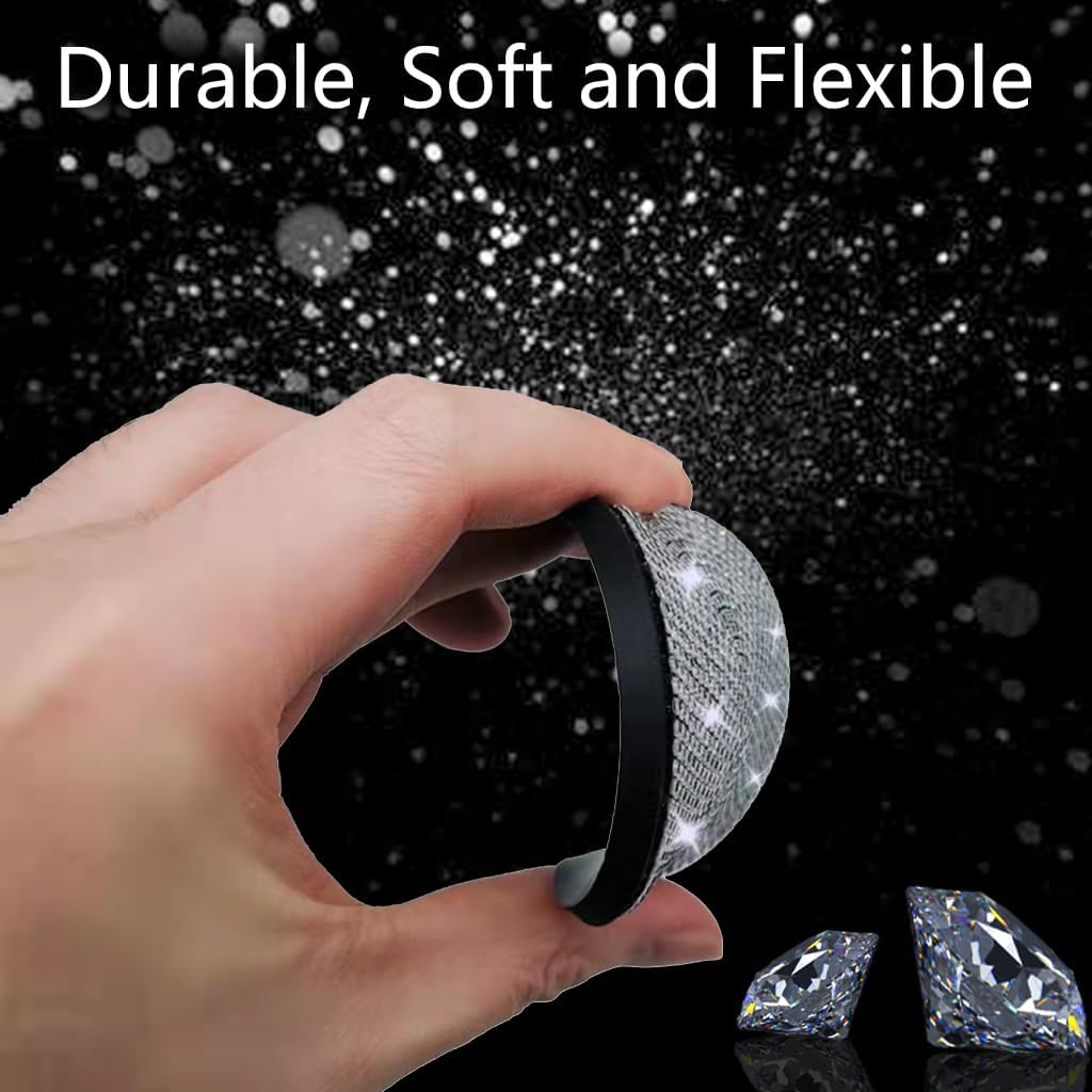 2Pcs Bling Car Cup Holder Coasters – White Crystal Rhinestone Anti-Slip Car Interior Accessories for Women (2.75 Inch)