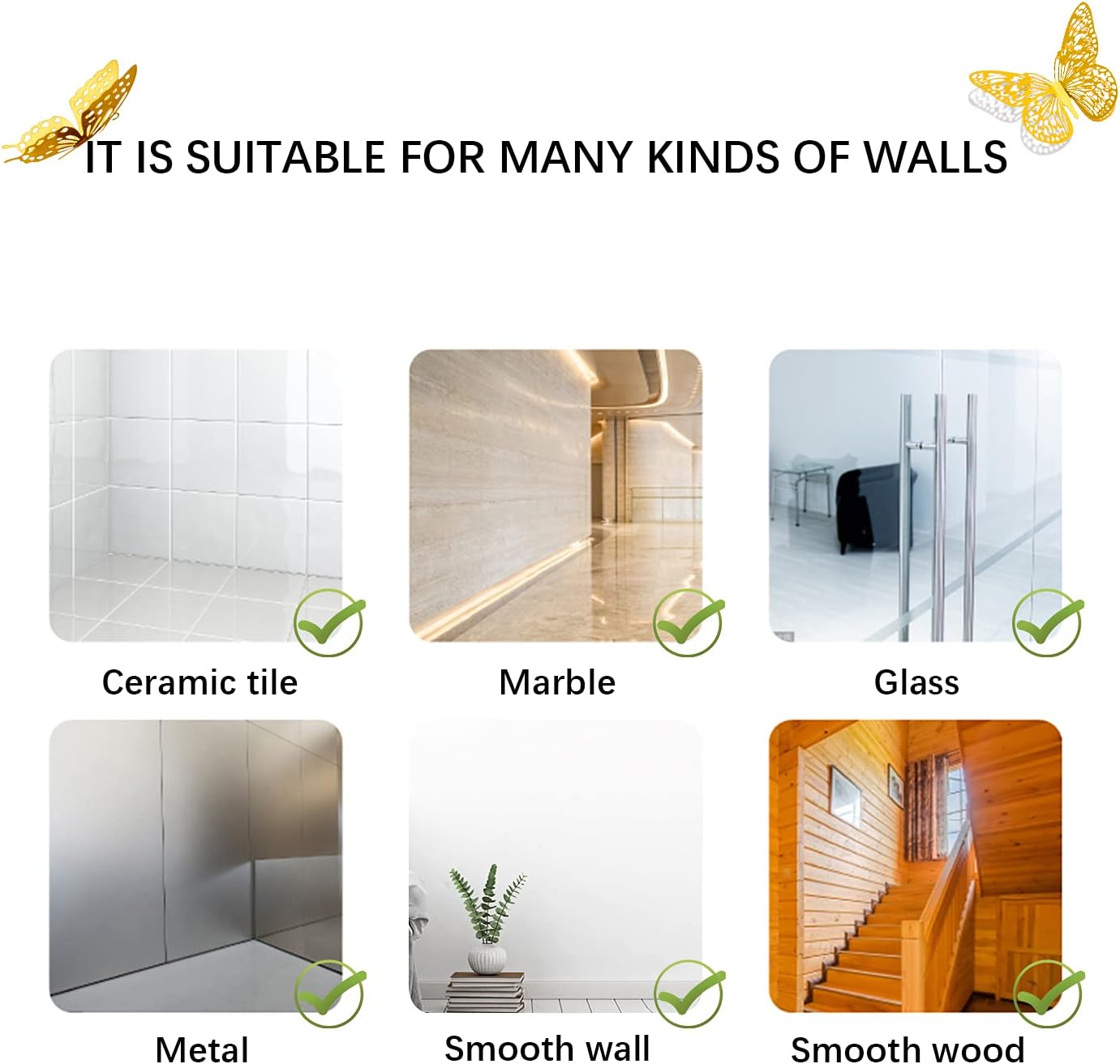 3D Gold Butterfly Wall Decor – 48 Pcs Removable Stickers in 4 Styles & 3 Sizes for Party, Birthday & Room Decor