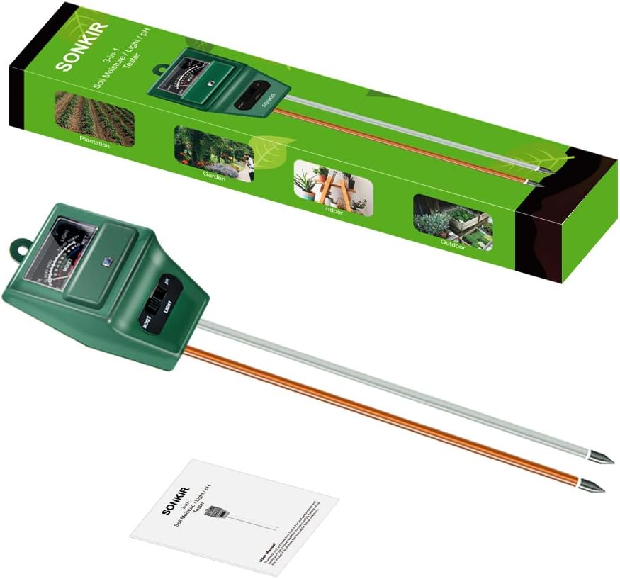 MS02 3-in-1 Soil pH Meter – Moisture, Light & pH Tester for Plants (Green)