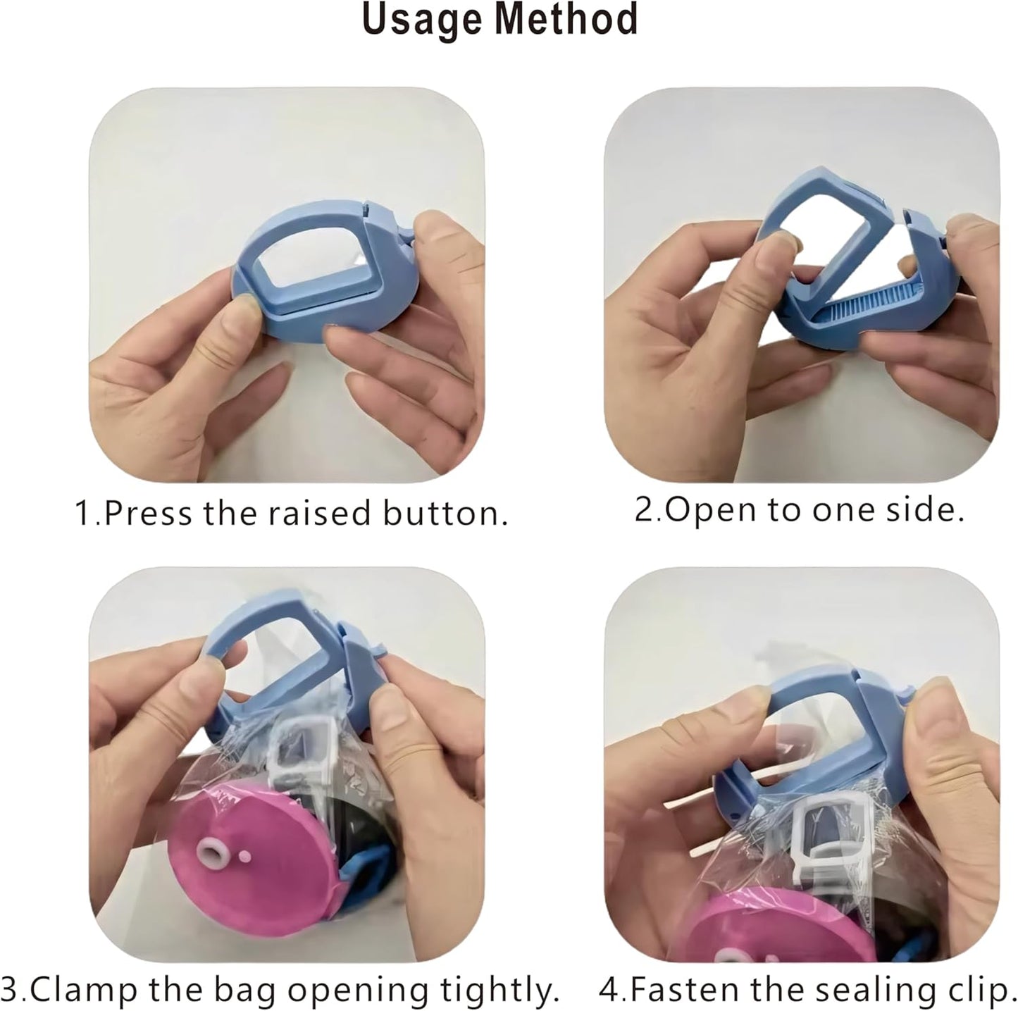 4-Pack Heavy Duty Bag Clips – Reusable Food Sealing Clips for Chips, Snacks, Bread & Pet Food (Blue)