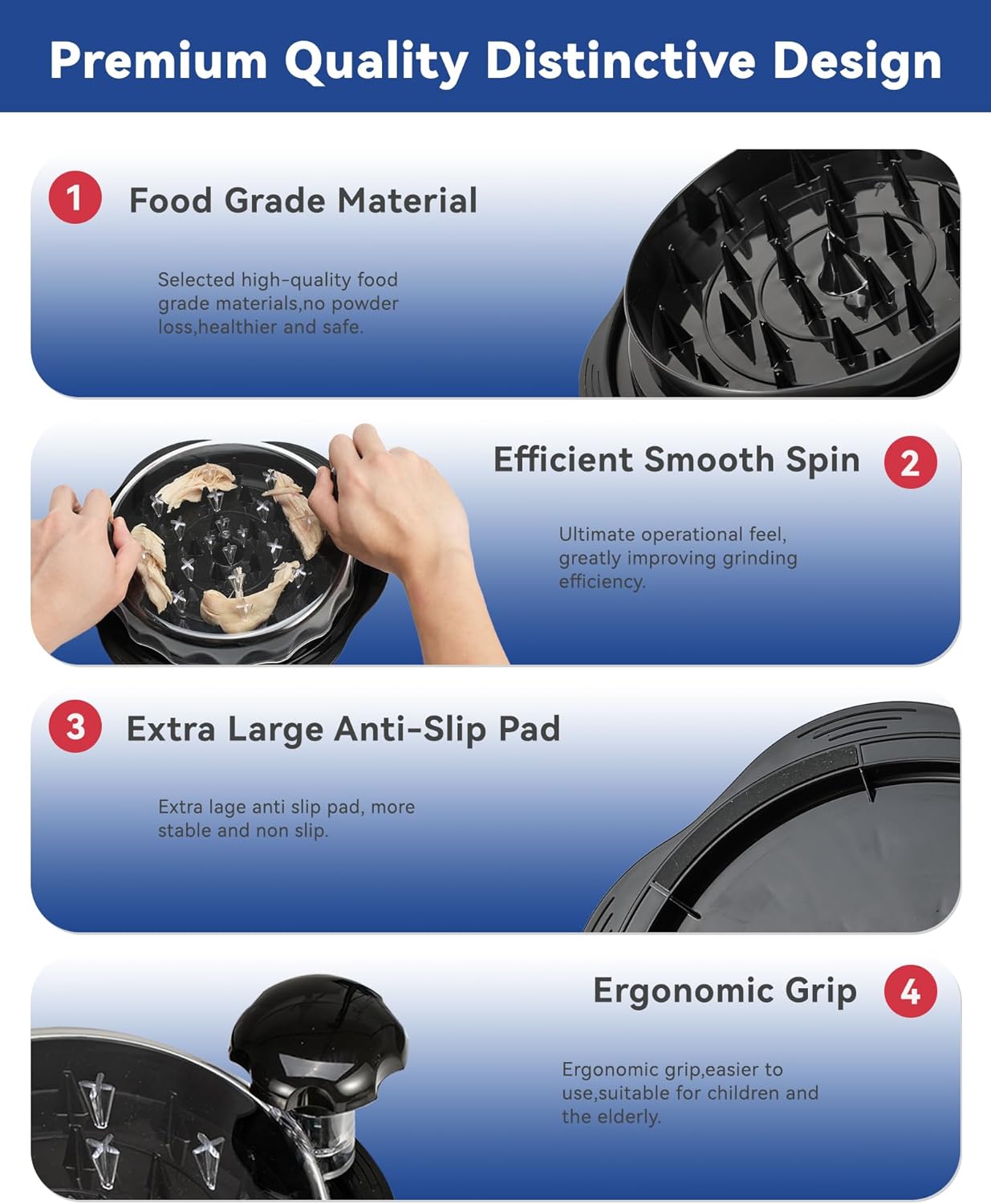 Manual Chicken Shredder Tool – Twist-Top Meat & Veggie Grinder for Kitchen Use (Elegant Black)