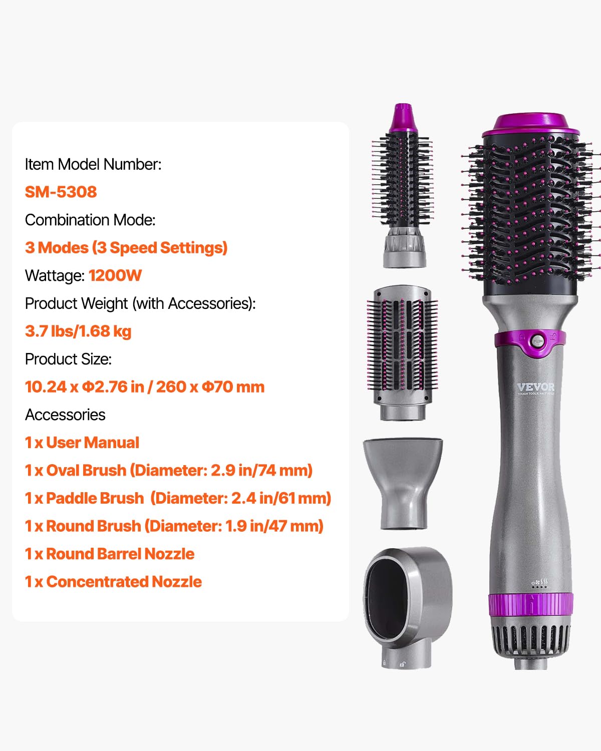 5-in-1 Hair Air Styler & Ionic Dryer Brush – Volumizing, Curling & Straightening Tool