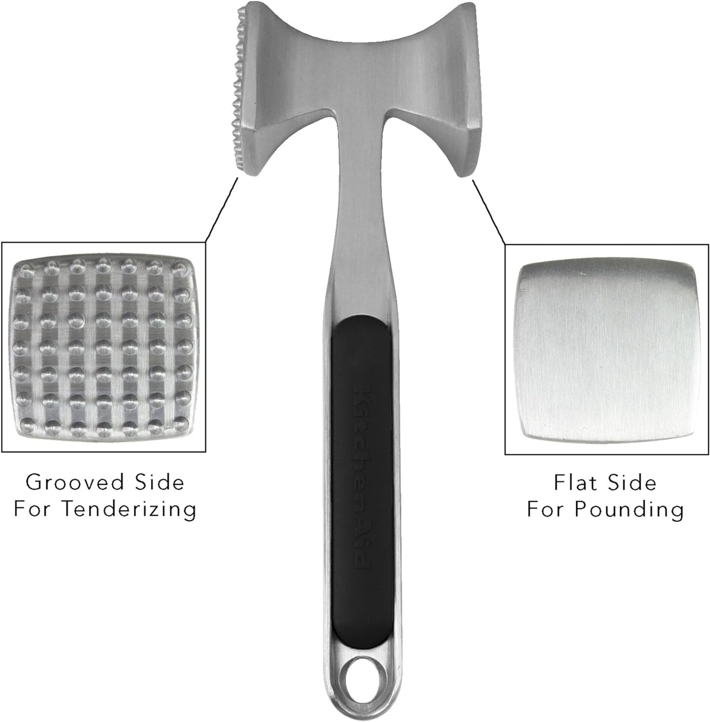Multi-Sided Gourmet Meat Tenderizer Tool – Black, One Size