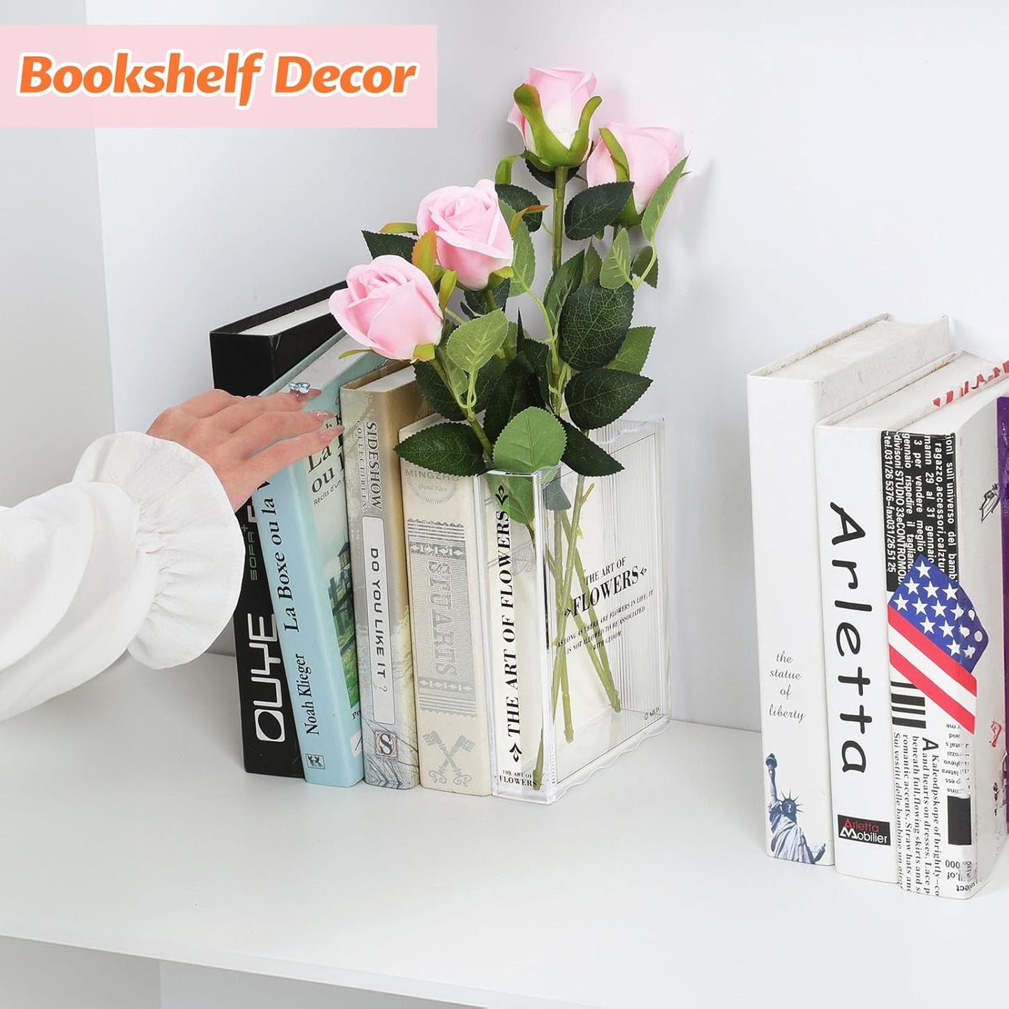 Clear Book Vase – Book-Shaped Glass Flower Vase for Home, Office & Gift Decor