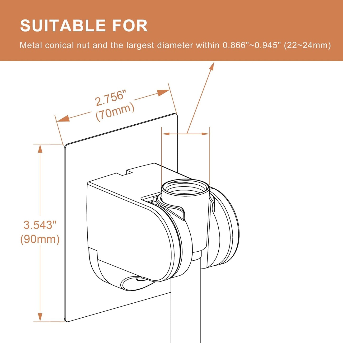 Adjustable Shower Head Holder – Strong Adhesive Wall Mount Bracket, No Drilling, Handheld Showerhead Holder for RV, Kids, Bathroom (Silver)