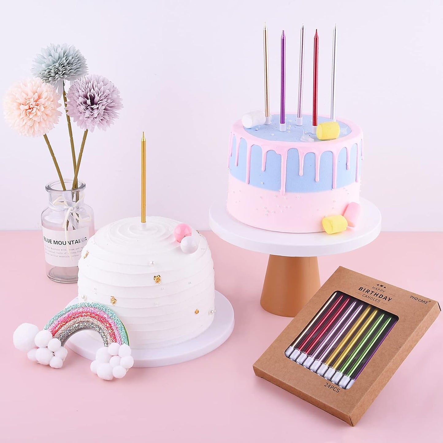 Elegant Gold Metallic Birthday Candles – Long Thin Cake Candles for Parties & Weddings