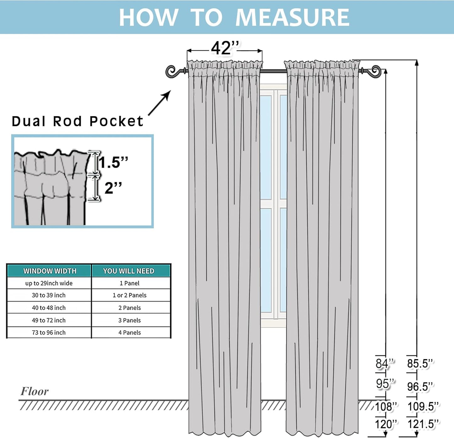 Ivory Sheer Curtains – 84" Length, 2-Panel Set with Rod Pocket for Bedroom & Living Room