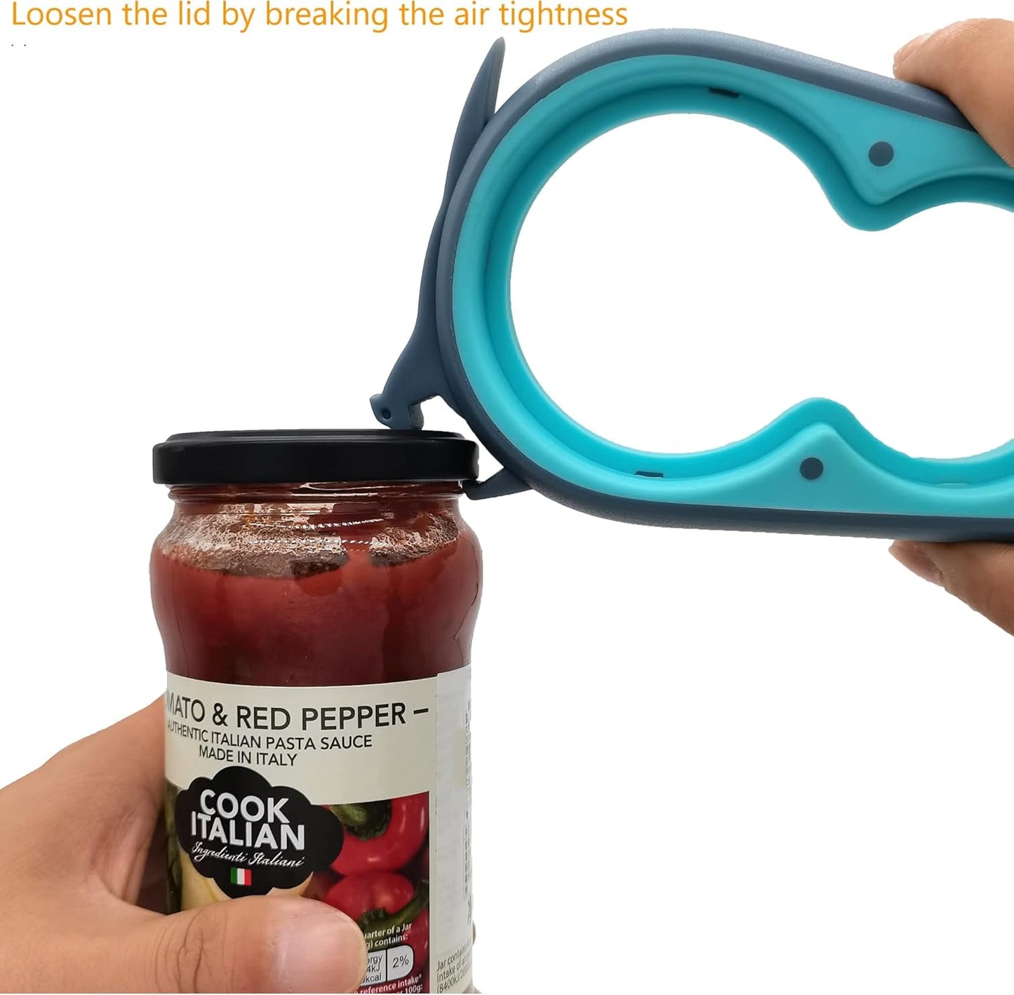 Multi Jar & Bottle Opener – Easy Grip Tool for Weak Hands & Seniors with Arthritis (Blue & Grey)