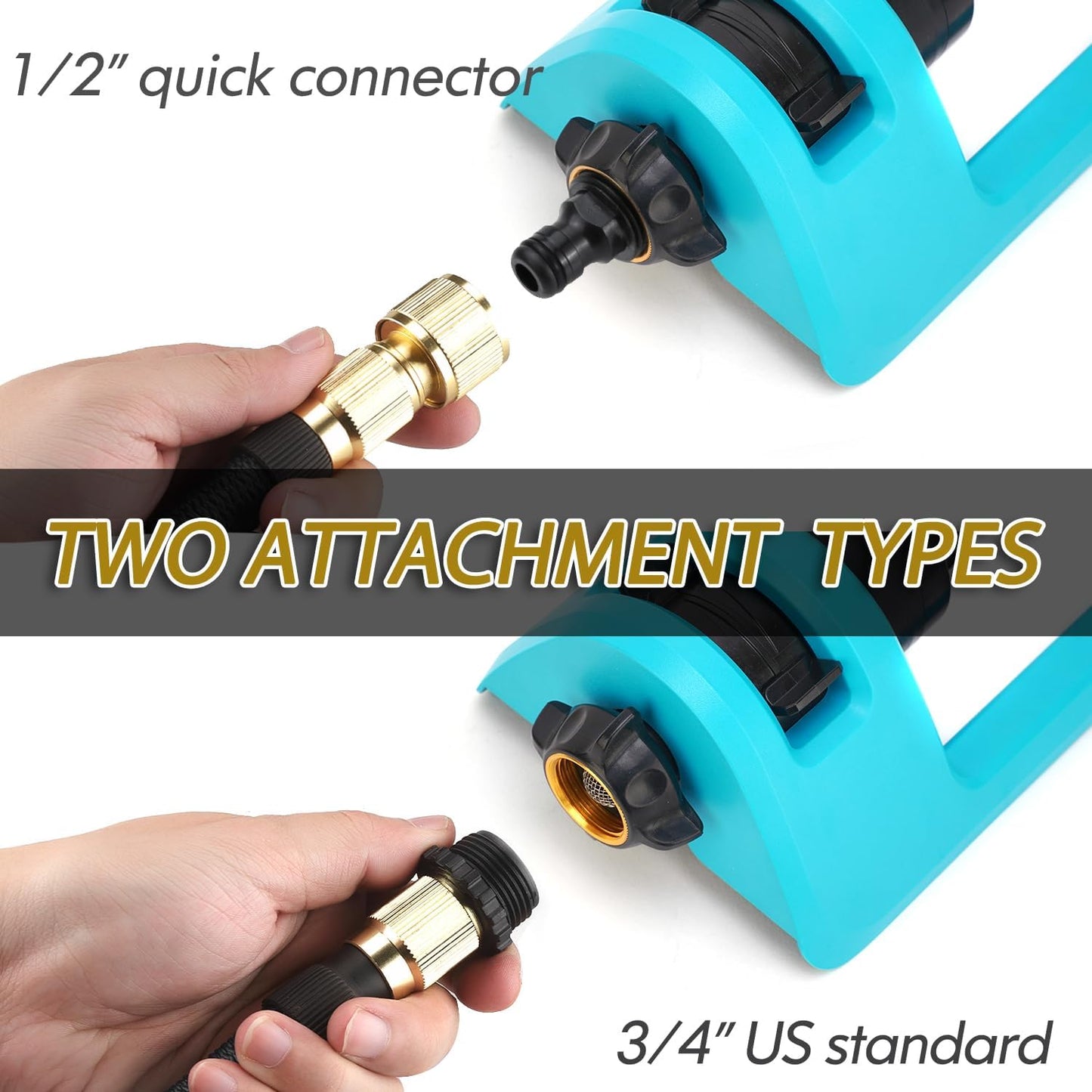 Oscillating Lawn Sprinkler with 18 Brass Nozzles – Covers Up to 3,600 sq.ft (Blue)