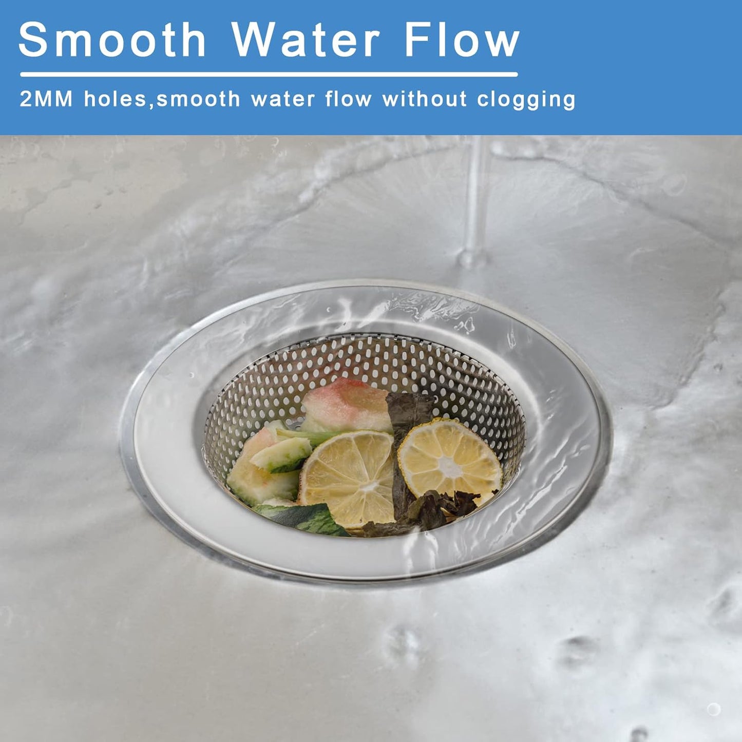 2-Pack Kitchen Sink Strainer – Upgraded Double-Layer Drain Basket, 4.5" Stainless Steel Design