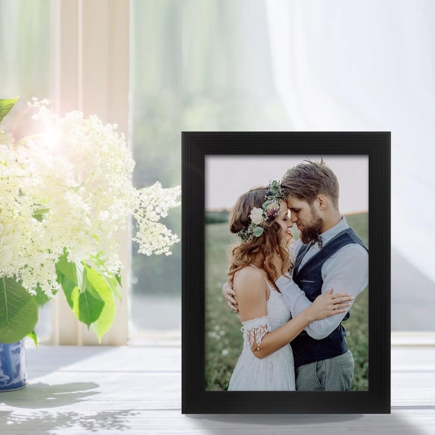 2-Pack 5x7 Black Picture Frames – Wall & Tabletop Display with Clear Plexiglass