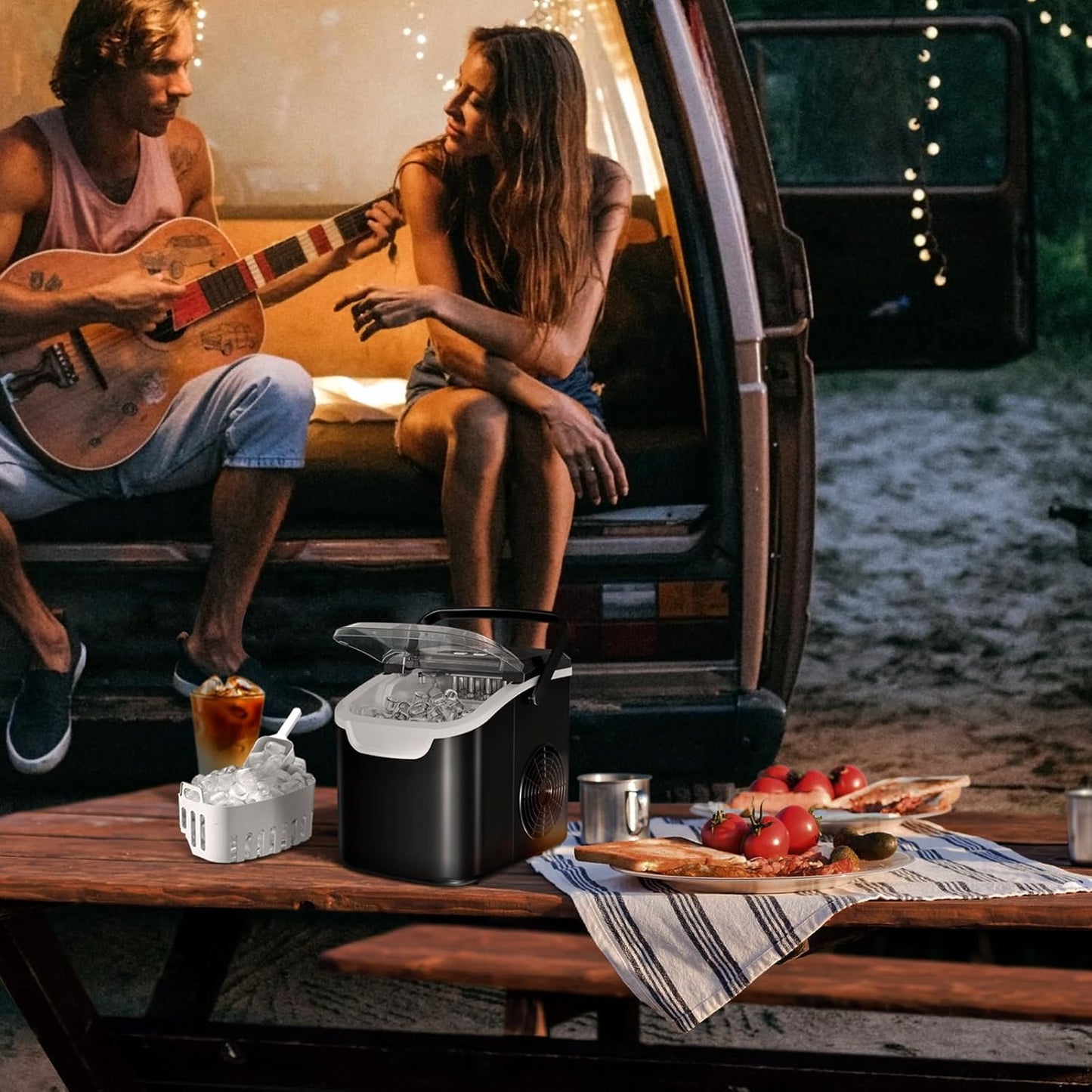 Portable Countertop Ice Maker – 26lb/Day, 2 Ice Sizes, Scoop & Basket Included