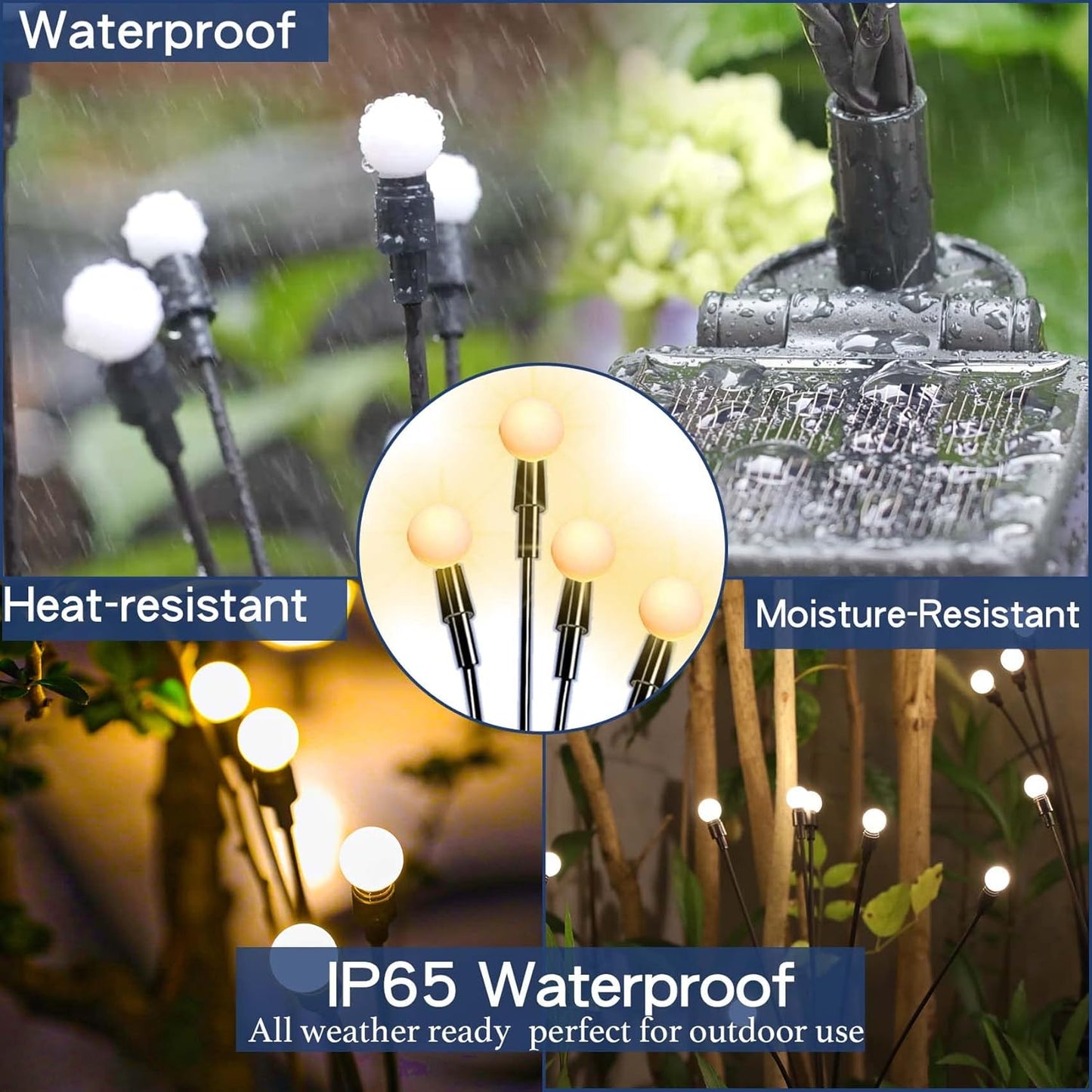 Solar Swaying Garden Lights (2 Pack) – Wind-Activated Outdoor Solar Pathway Lights with Flexible Iron Wire & Heavy Base, Warm White Glow for Yard, Patio, and Walkway