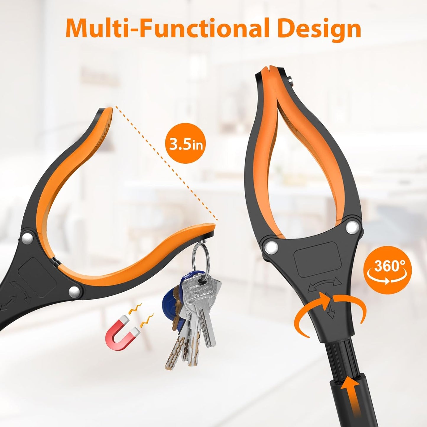 32" Foldable Grabber Reacher Tool – 2-Pack Pickup Tool with 360° Rotating Claw & Magnetic Tip