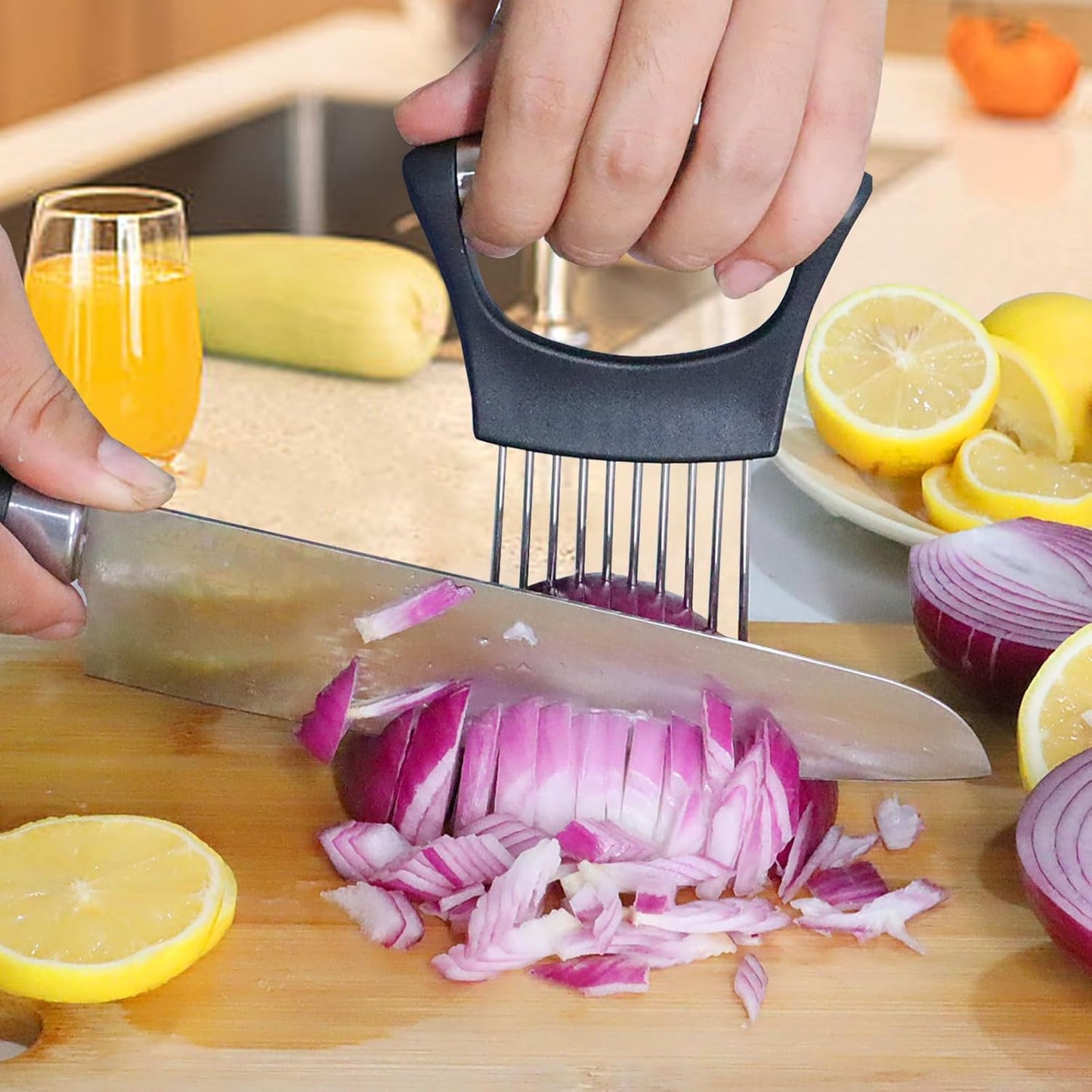 Multi-Use Stainless Steel Onion & Vegetable Slicer Tool