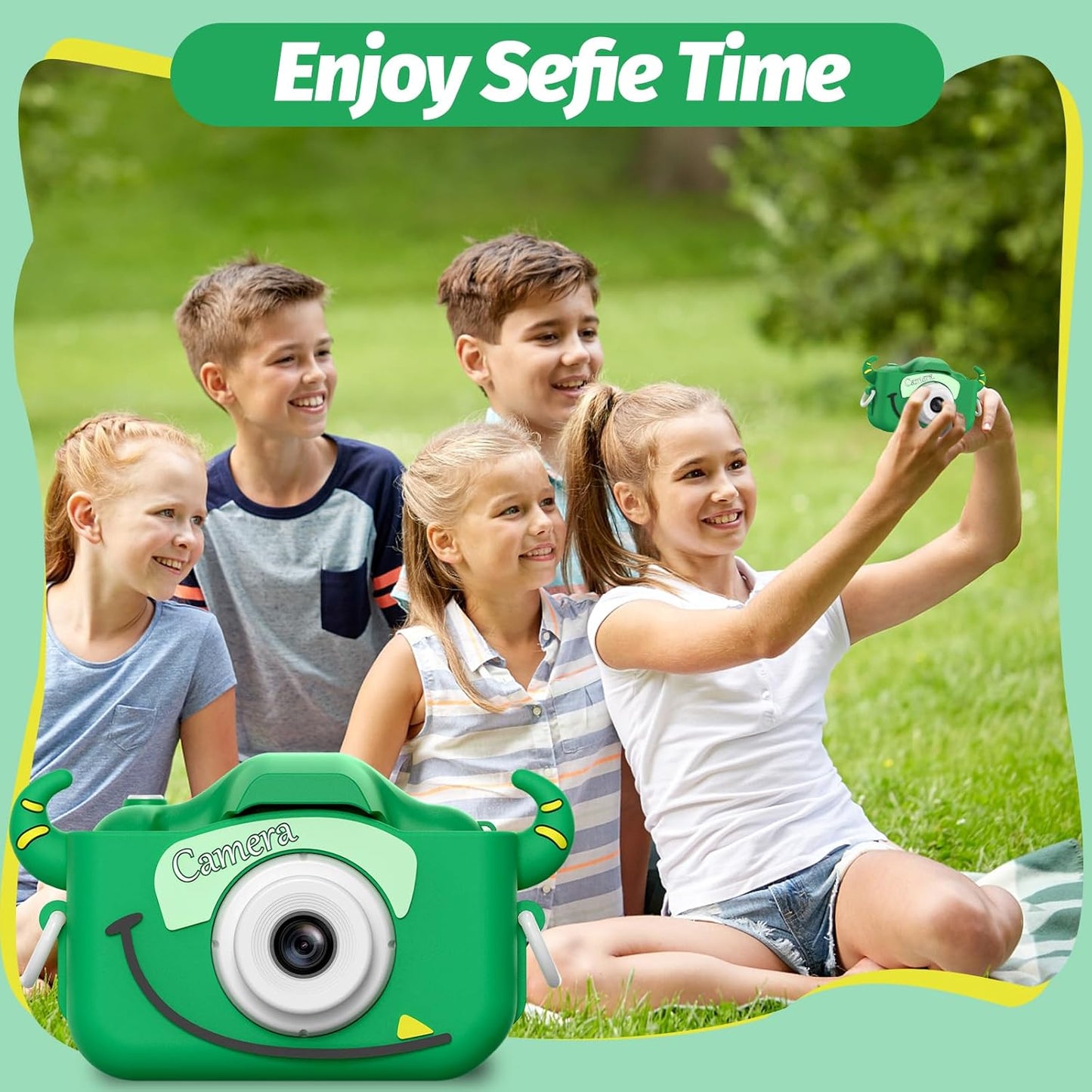 Kids Digital Camera with Cartoon Cover – Toy Camcorder for Ages 3–8 (32GB Card Included)