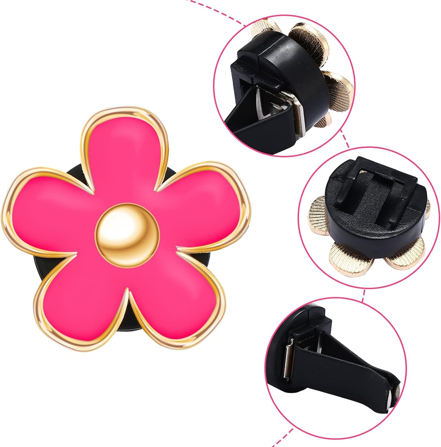 6 Pcs Daisy Flower Car Air Vent Clip Set – Cute Dashboard Accessories & Car Air Fresheners (Red, Pink, White)