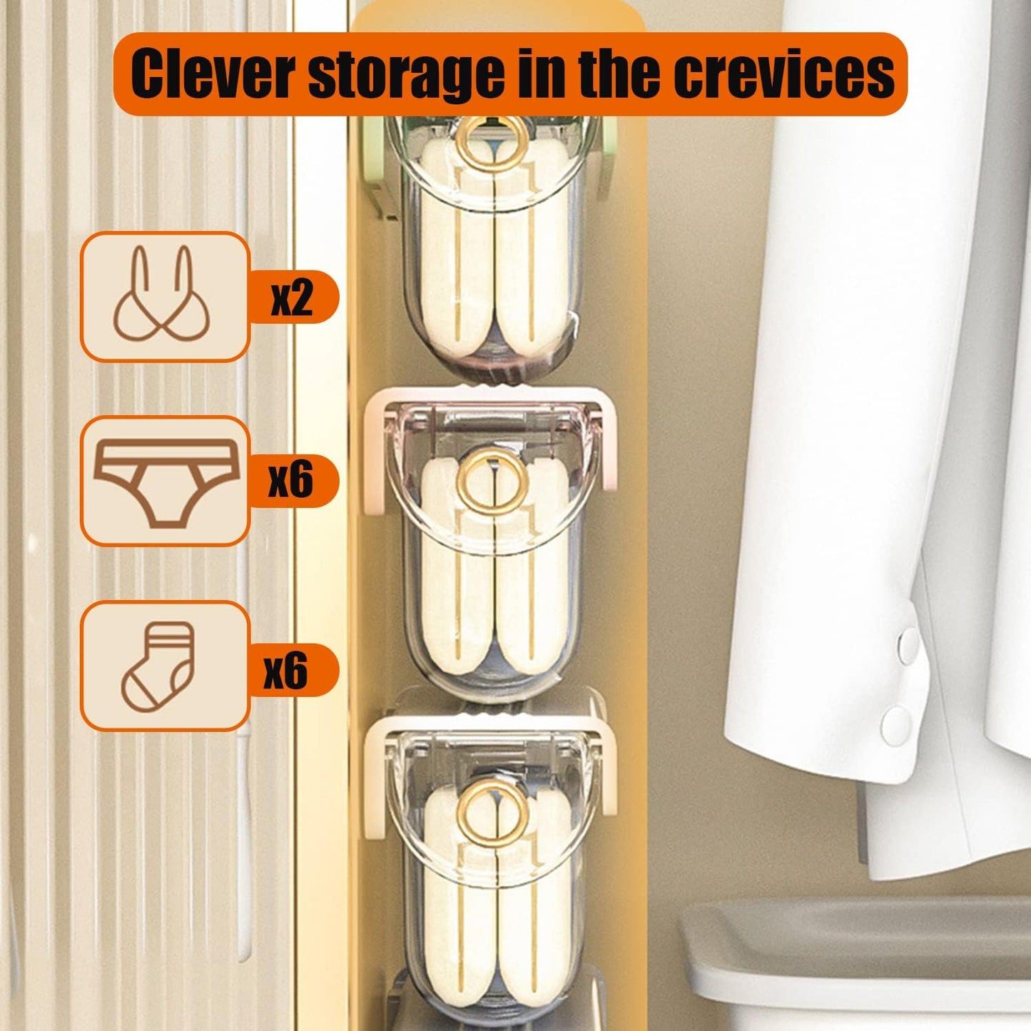 2-Pack Wall Mounted Acrylic Drawer Organizers – 6-Cell Underwear & Sock Storage (White)