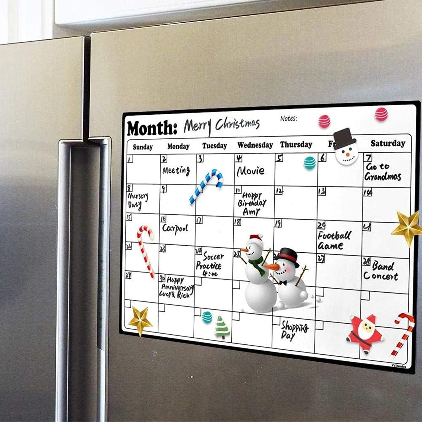 Magnetic Dry Erase Fridge Calendar – 16.9x11.8” Whiteboard Weekly/Monthly Planner for Refrigerator
