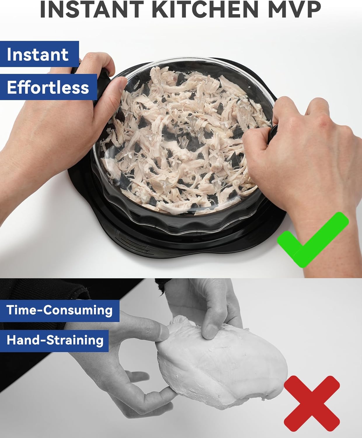 Manual Chicken Shredder Tool – Twist-Top Meat & Veggie Grinder for Kitchen Use (Elegant Black)