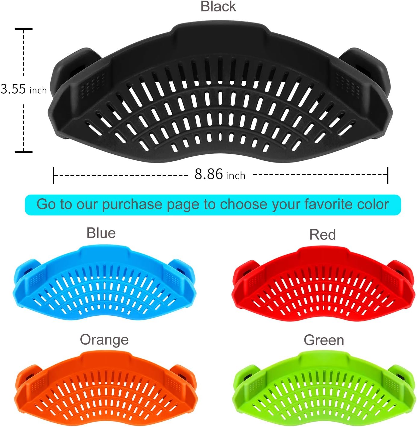 Universal Silicone Clip-On Strainer – Fits All Pots & Pans, Easy Pour Food Colander
