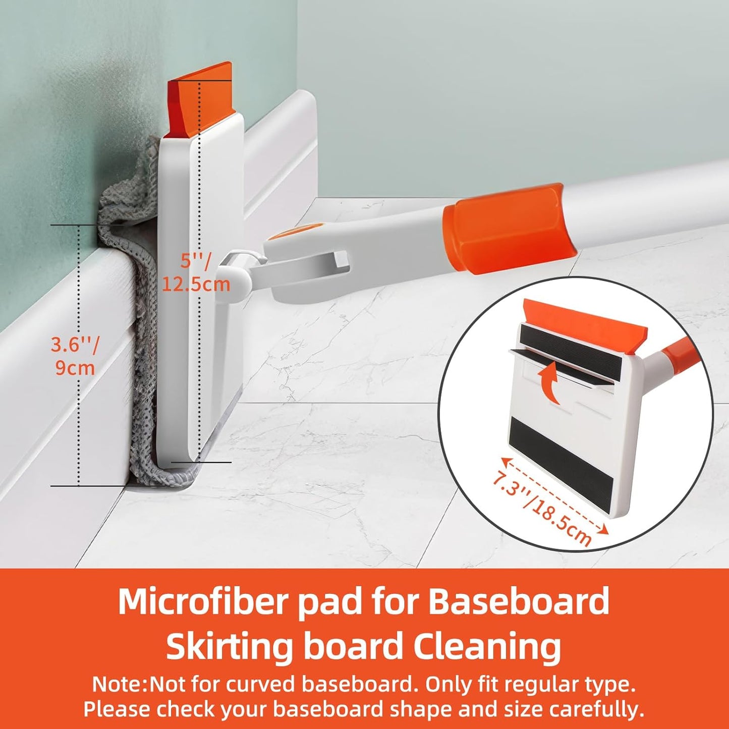 Baseboard Cleaning Tool with Extendable Handle – Reusable Duster Pads (Gray)
