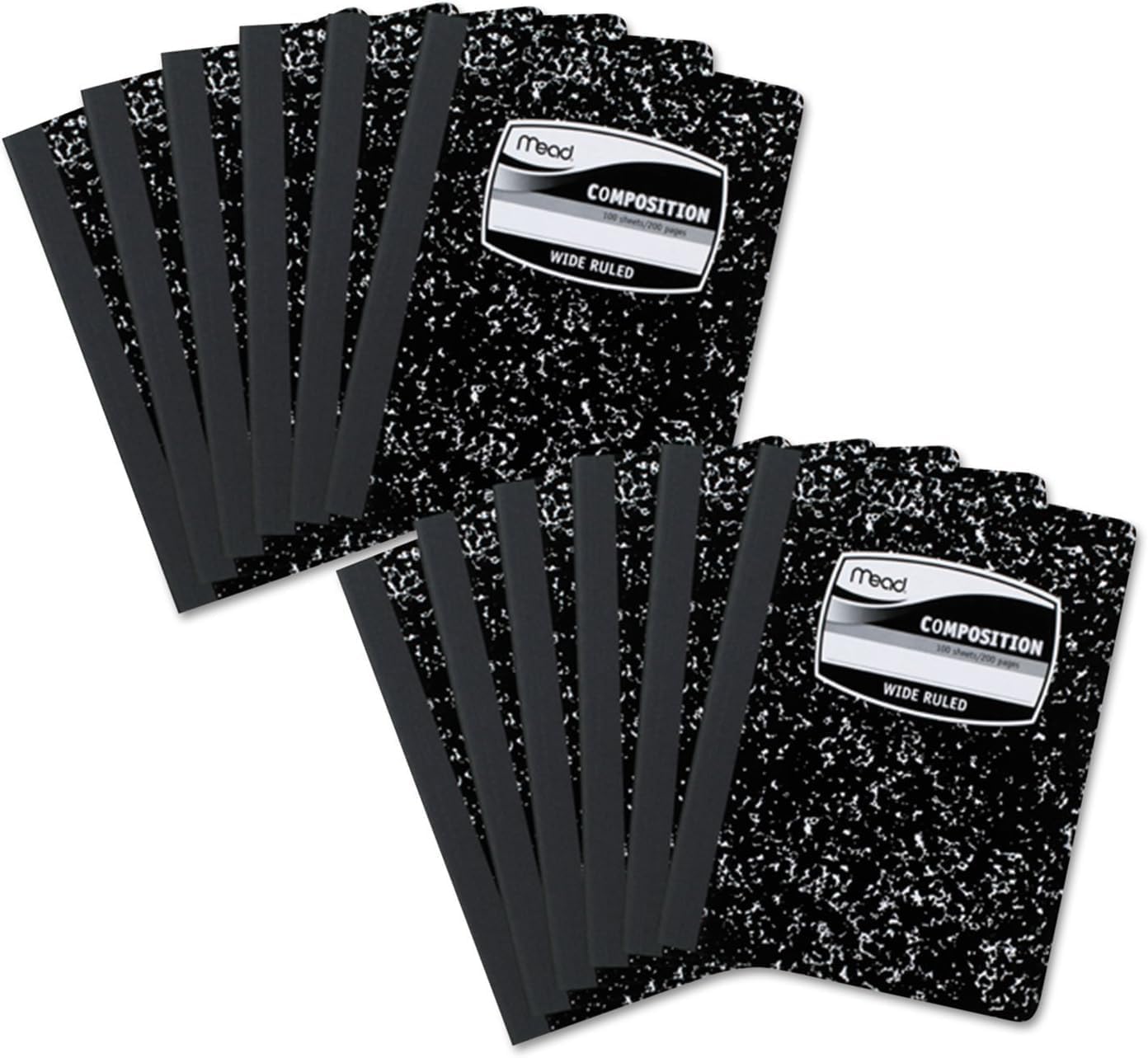 Wide Ruled Composition Notebooks – 3 Pack Black Marble, 100 Sheets Each, 7.5" x 9.75"
