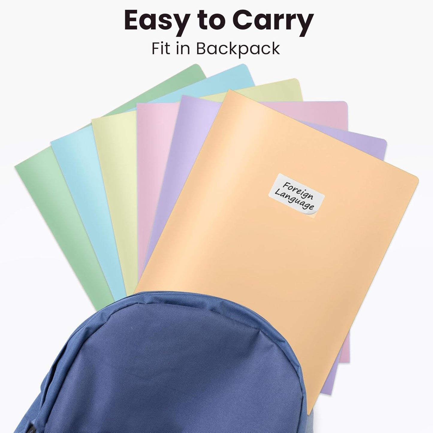 6-Pack Plastic Pocket Folders – Heavy Duty, 2-Pocket, Pastel Colors for School & Office