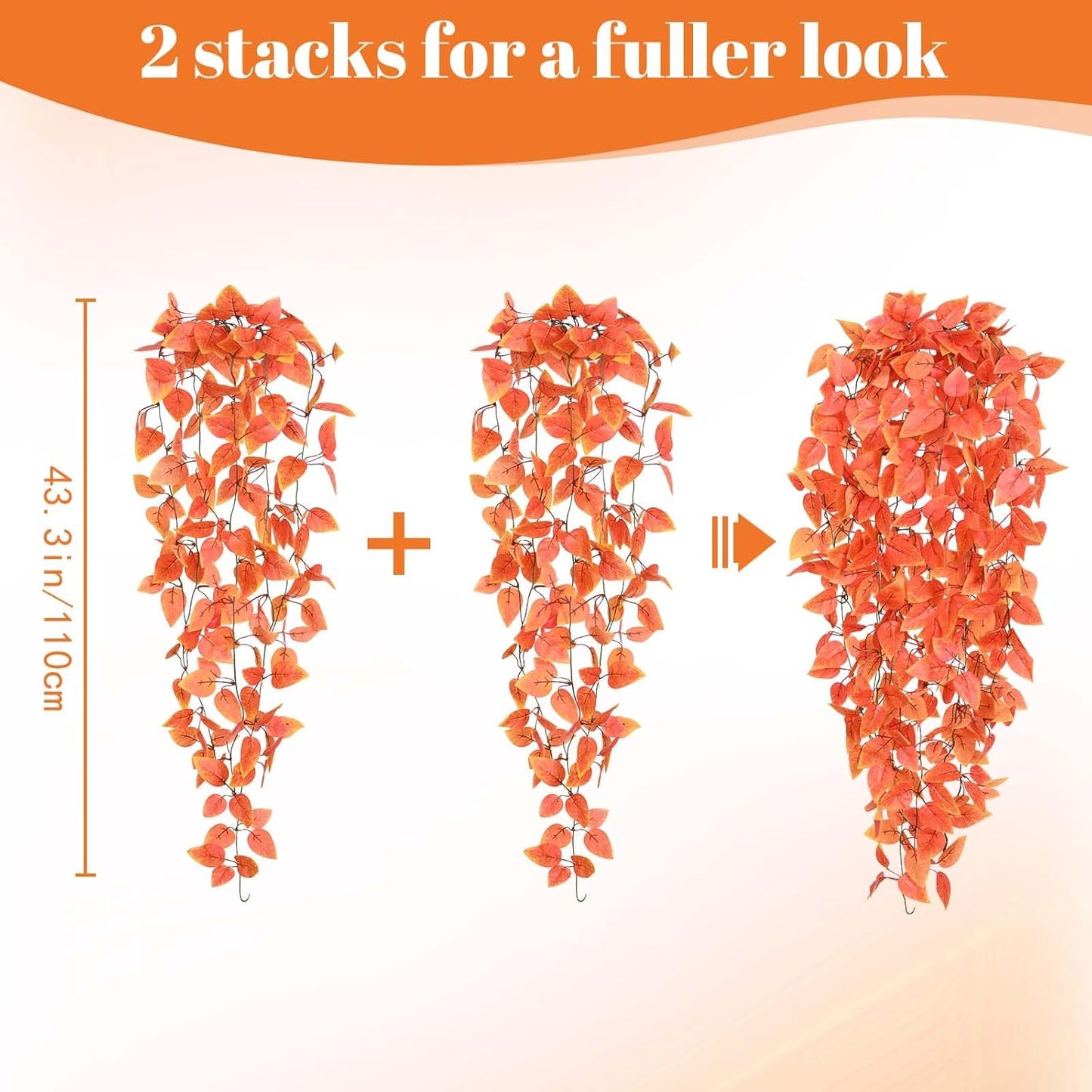 2-Pack Faux Orange Hanging Plants – Artificial Vines for Fall Wall & Home Décor (No Baskets)