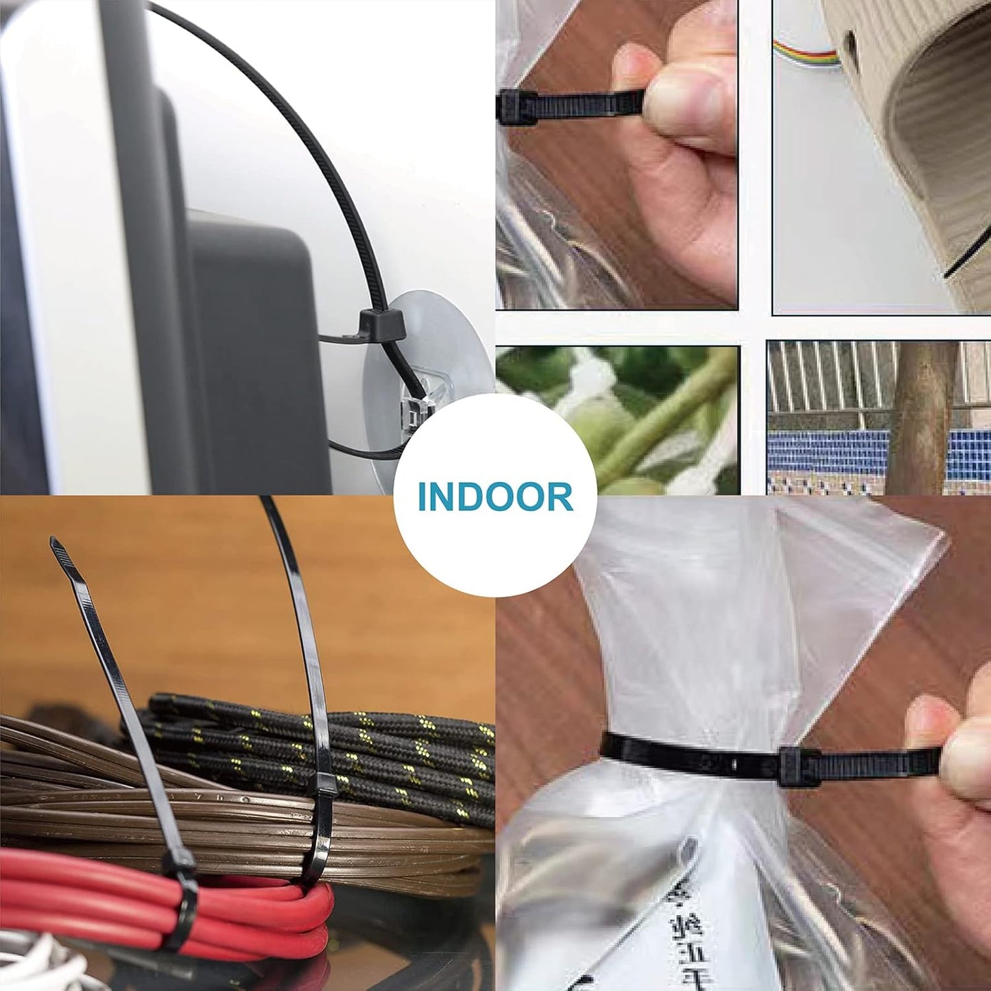 400 Pack UV-Resistant Black Zip Ties – Assorted Sizes (4”, 6”, 8”, 12”)