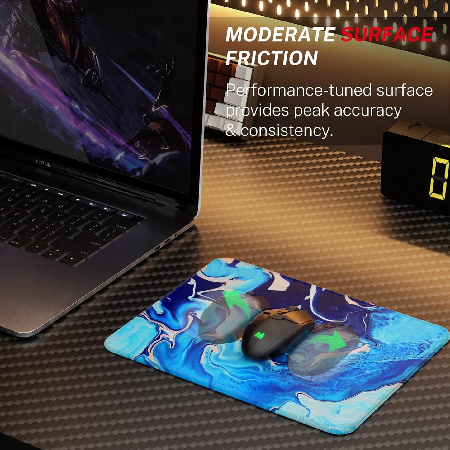 Premium XL Mouse Pad – 30% Larger Waterproof Gaming & Office Mat with Anti-Fray Edges, Blue Waves