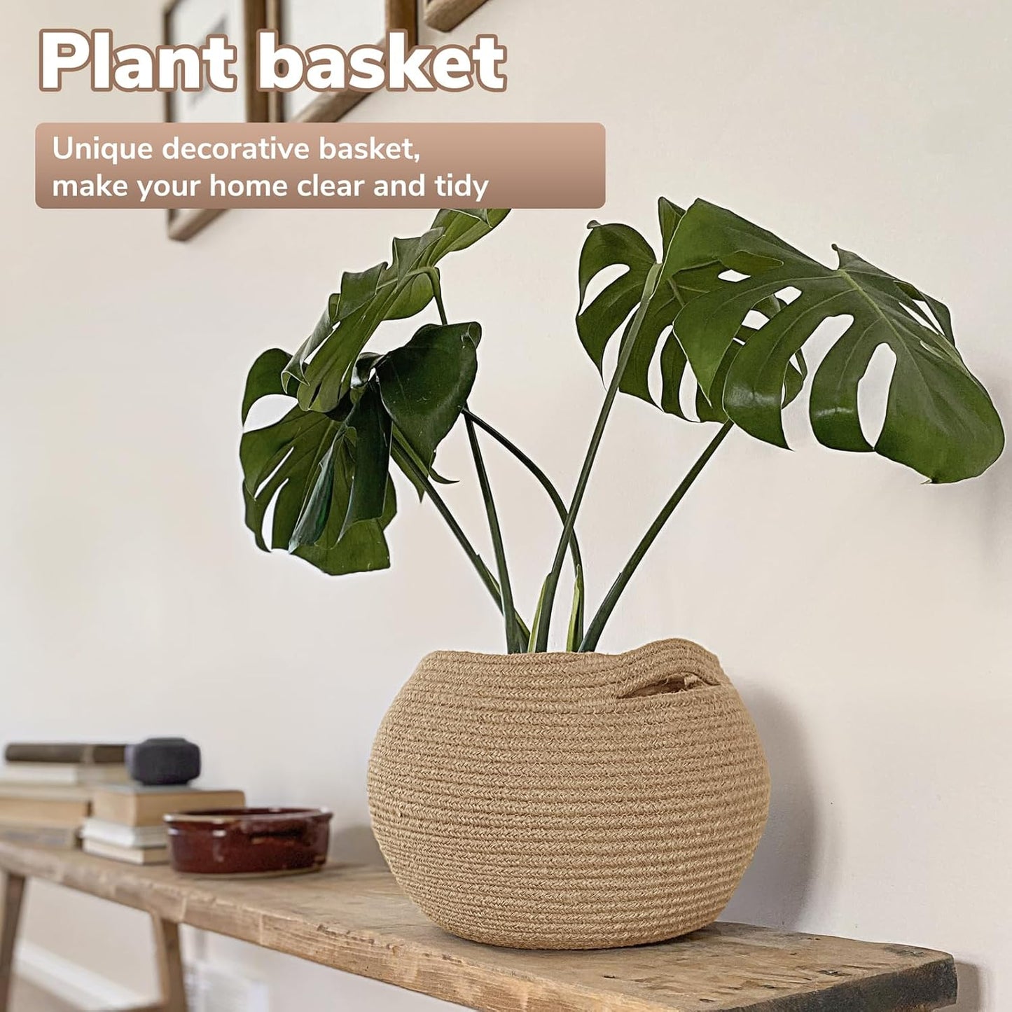 Small Round Jute Wicker Basket – Woven Storage Bin for Toys, Towels & Indoor Decor (10” x 8.3”)