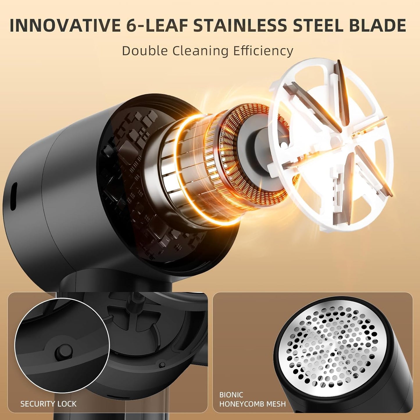 Rechargeable Fabric Shaver – 3-Speed Electric Lint Remover with LED Display & 6-Leaf Blades