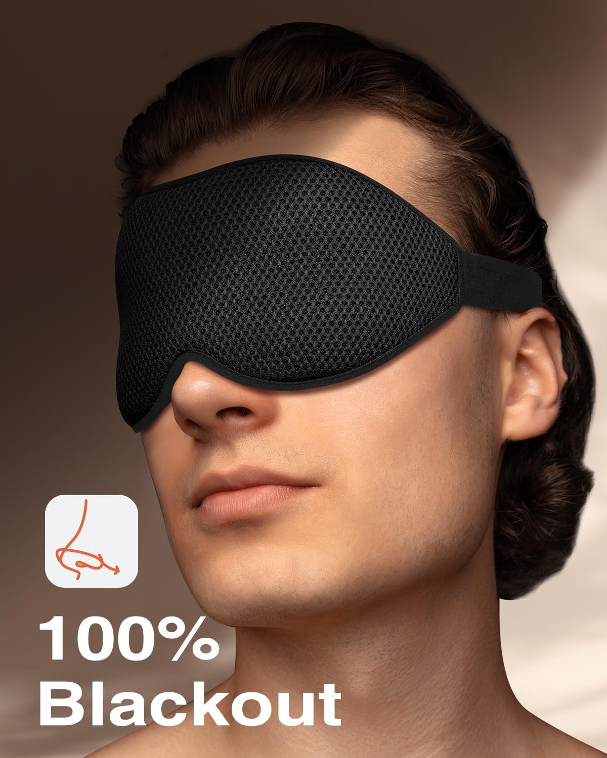 3D Contoured Sleep Mask – 100% Light Blocking Eye Mask for Side Sleepers (Black)