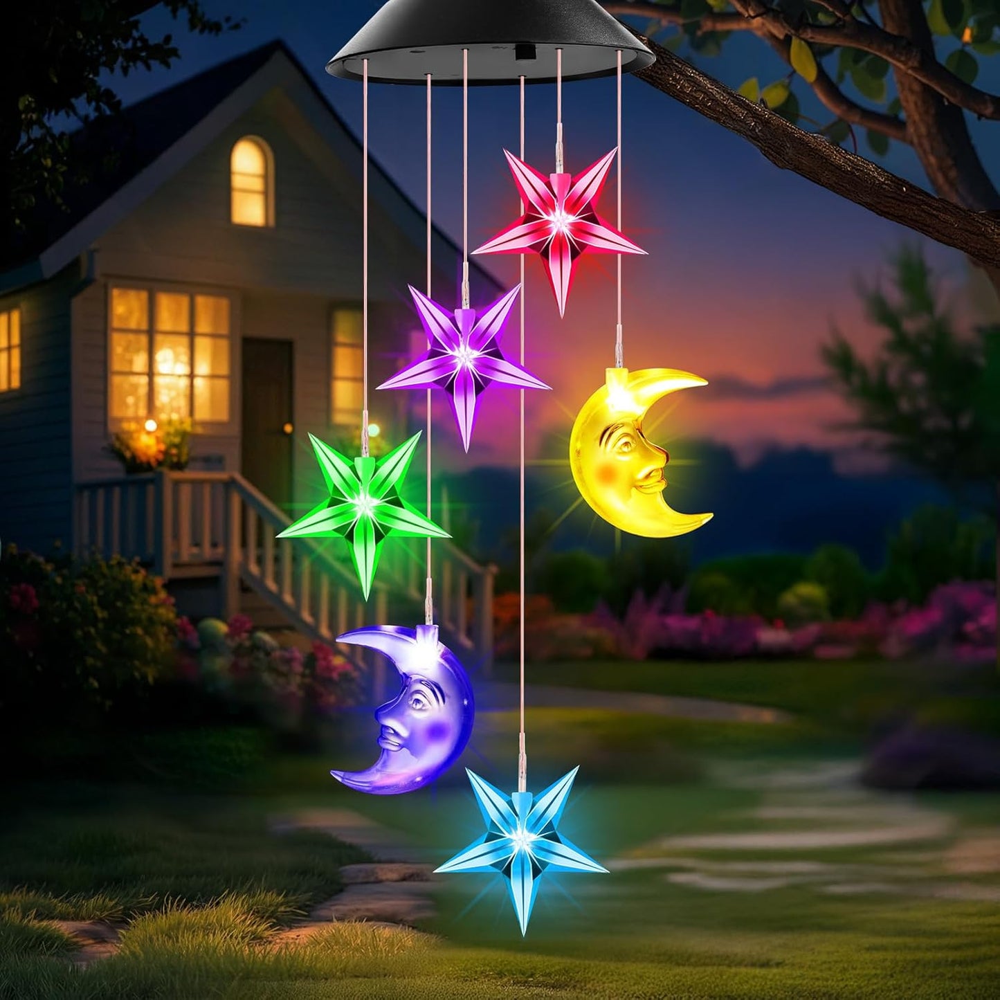 Birthday Gifts for Women Grandma Wife Sister, Solar Lights Outdoor Wind Chimes for outside Garden Yard Patio Porch Decor Hanging Butterfly Decorations, Mothers Day Mom Gift for Her