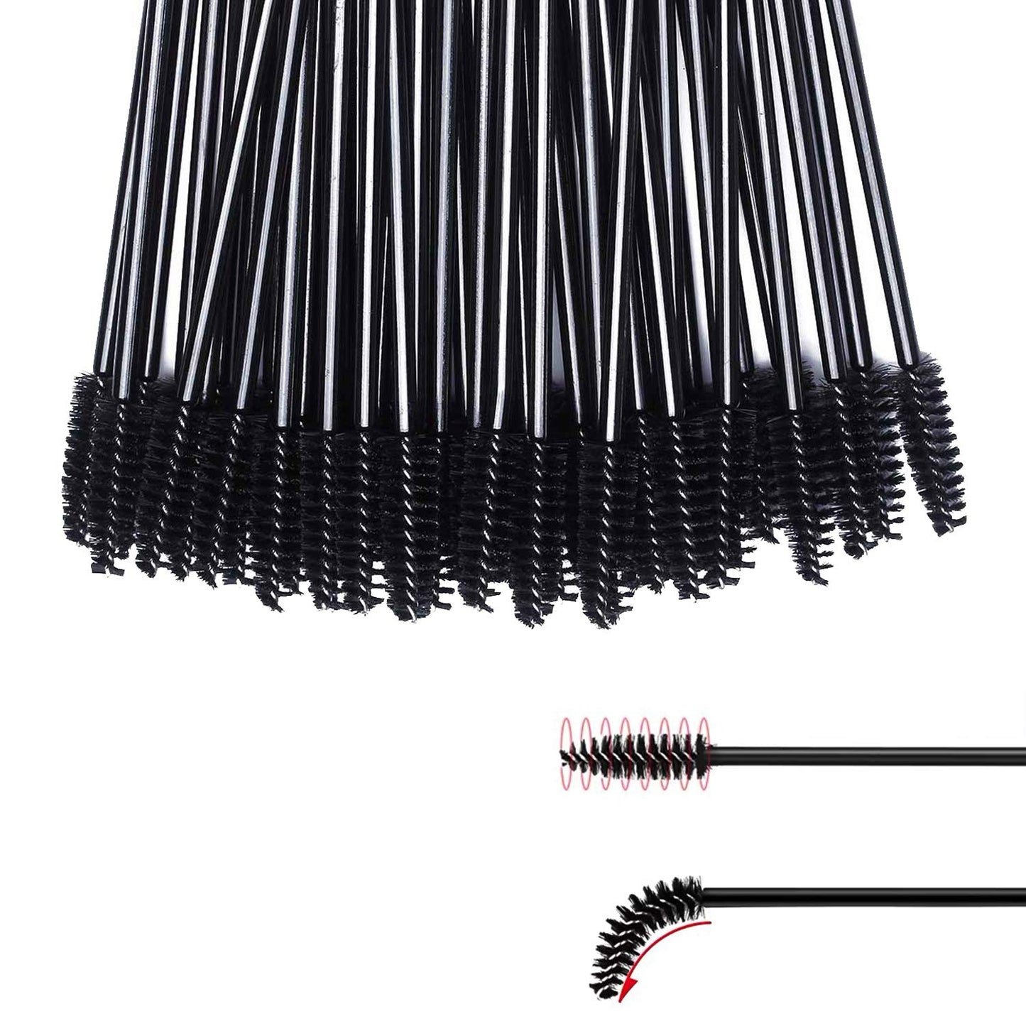 100 Pcs Disposable Mascara Wands – Black Eyelash Brushes for Extension, Eyebrow & Makeup Application – Hygienic Spoolies for Salon & Personal Use