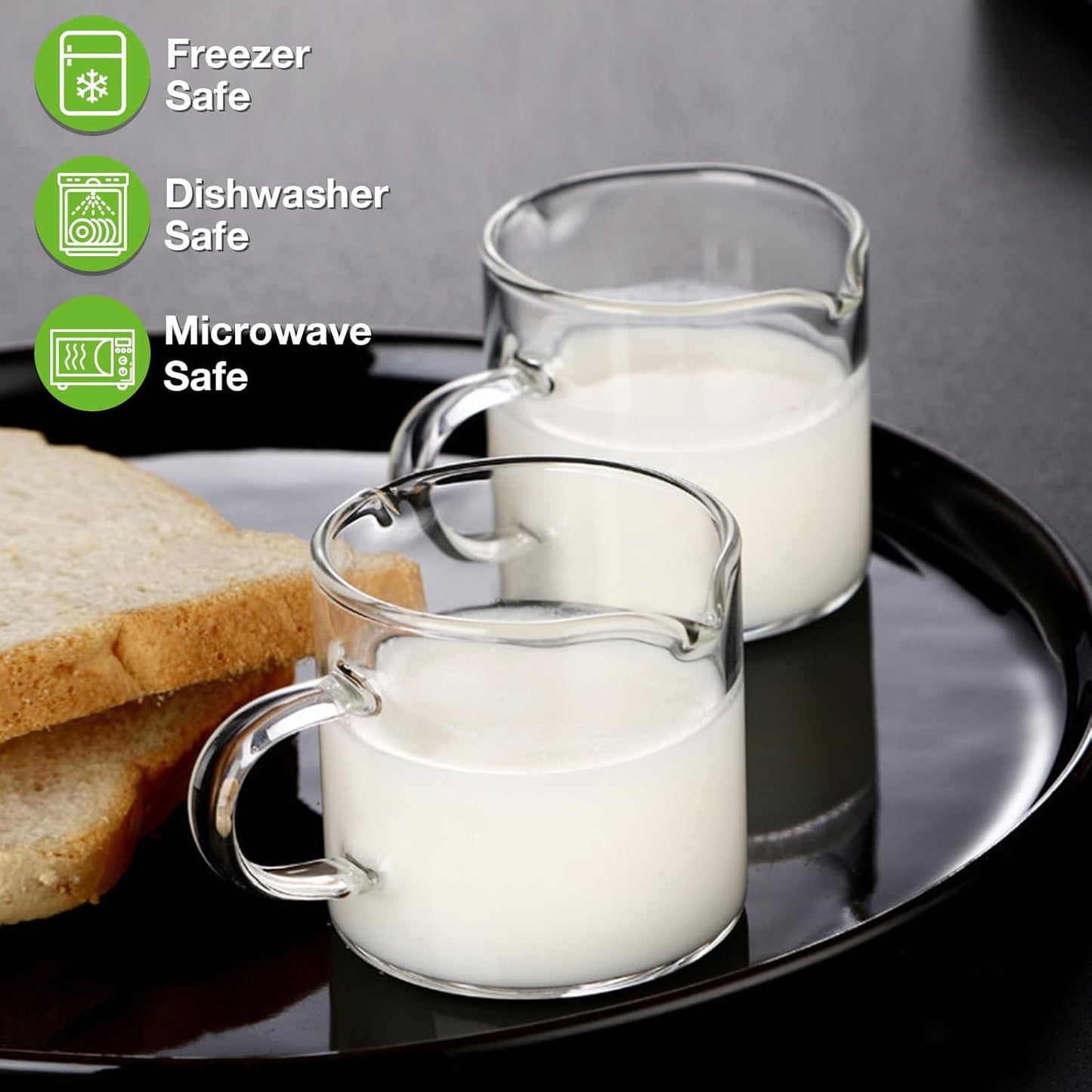 Double Spout Espresso Cups – 2-Pack 4oz Clear Glass Shot Cups with Handle for Coffee & Milk Frothing