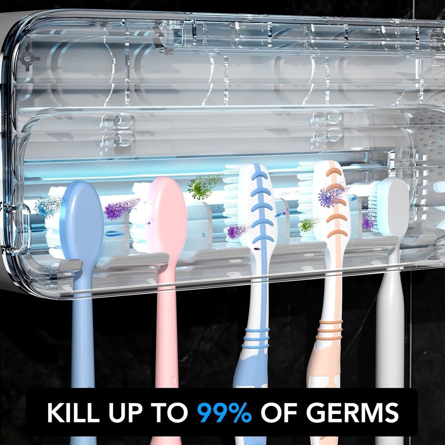 StarWin™ 5-Slot UV Toothbrush Cleaner with Timer – Cordless, Wall-Mount, No Drilling Required