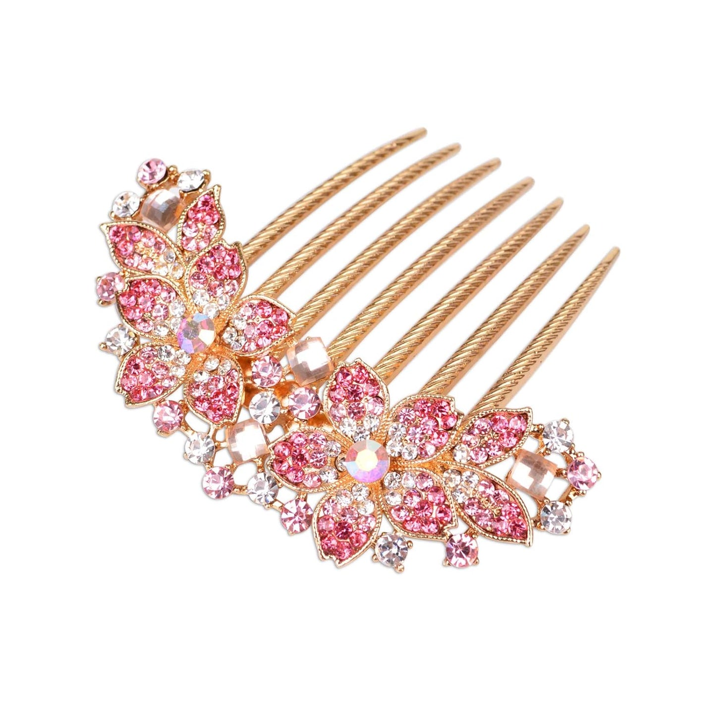 Rhinestone Flower Hair Comb – Elegant Blue Hairpin Barrette for Women
