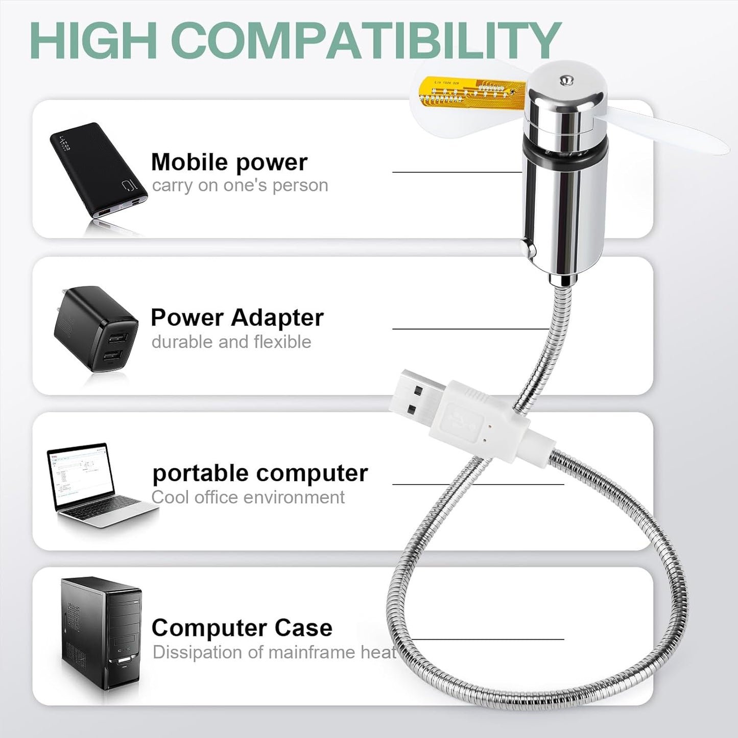 LED USB Clock Fan – Real-Time Display, Flexible Neck, Noiseless Cool Breeze