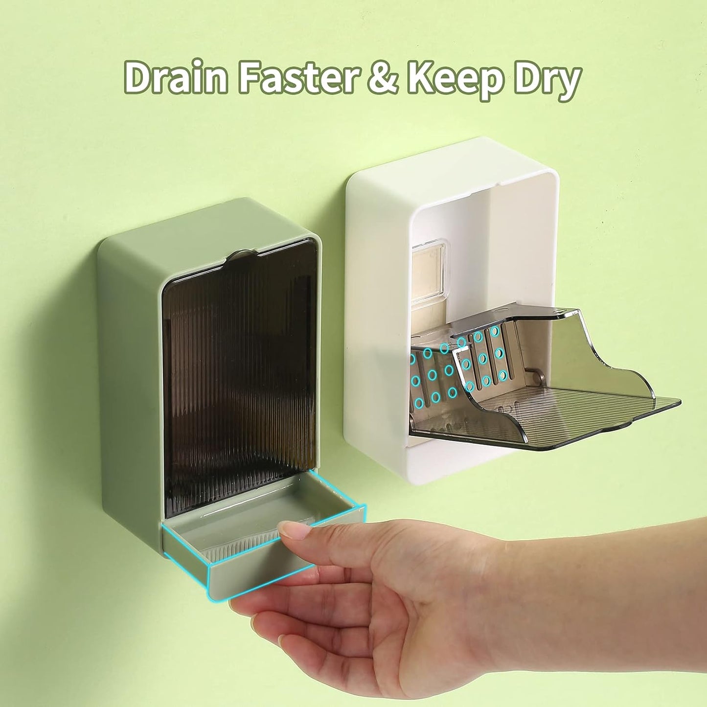 2-Pack Self-Draining Wall-Mounted Soap Holder – No-Drill Tray for Bathroom & Kitchen