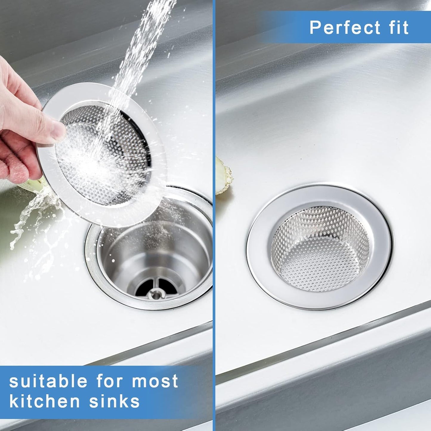 2-Pack Kitchen Sink Strainer – Upgraded Double-Layer Drain Basket, 4.5" Stainless Steel Design