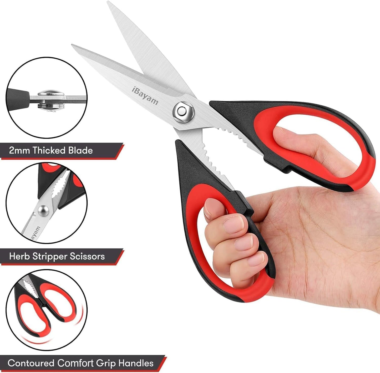 Heavy Duty Kitchen Scissors – All-Purpose Stainless Steel Food Shears with Protective Sheath, Dishwasher Safe