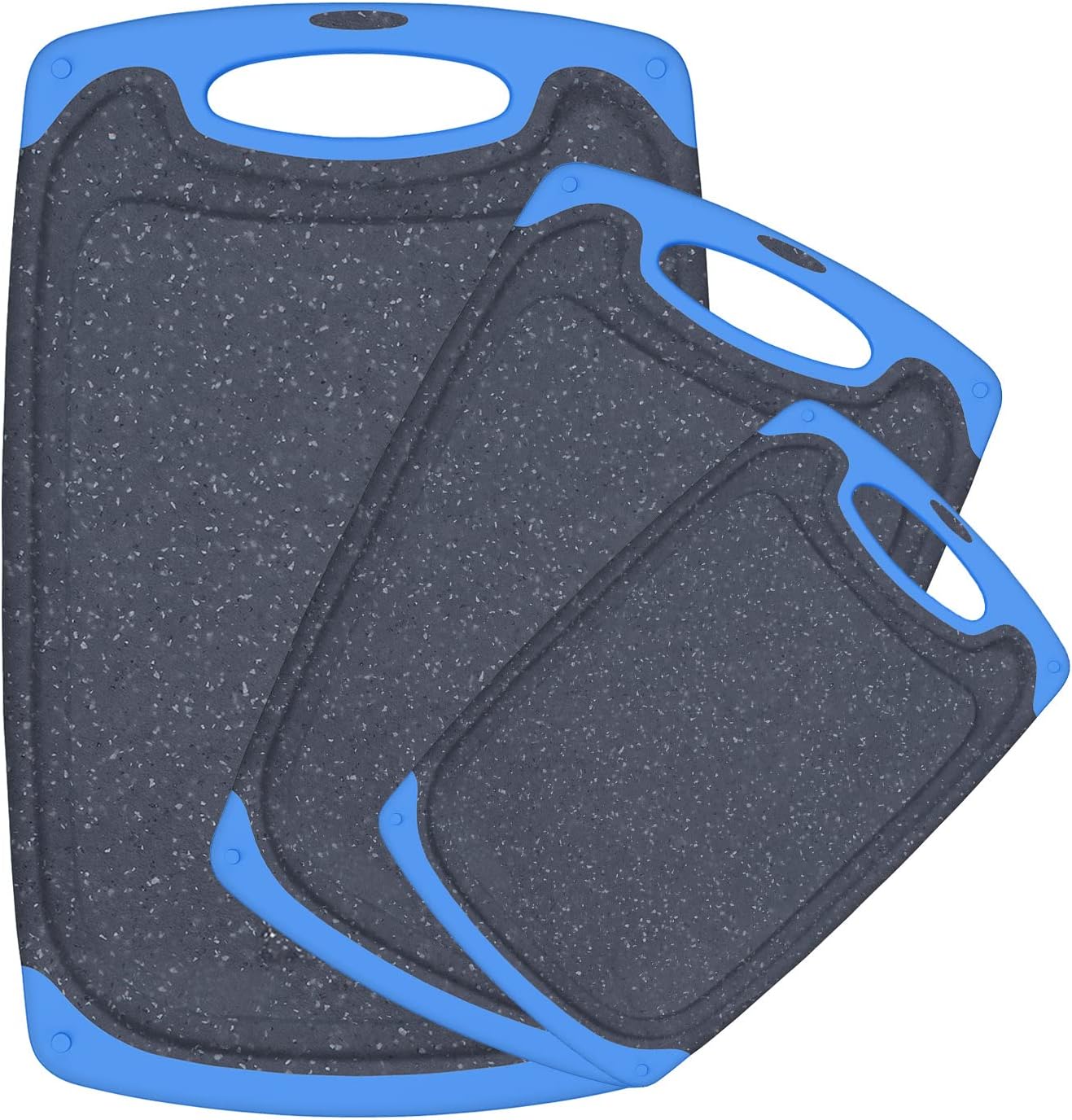 3-Piece Cutting Board Set – Non-Slip, Dishwasher Safe with Juice Groove & Grip Handle (Large, Medium, Small)
