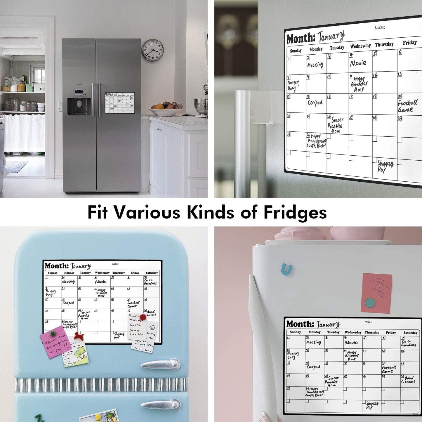 Magnetic Dry Erase Fridge Calendar – 16.9x11.8” Whiteboard Weekly/Monthly Planner for Refrigerator