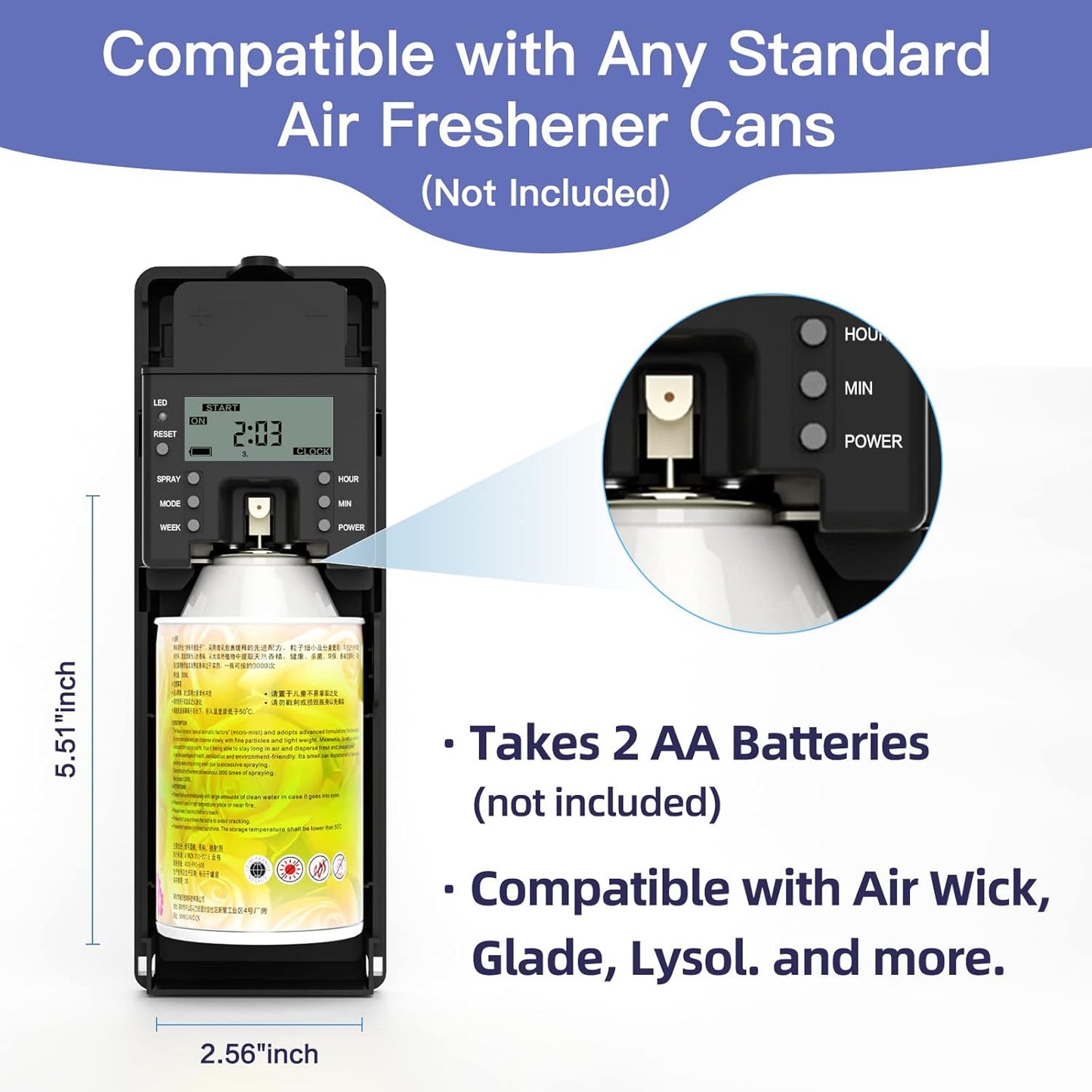 Automatic LCD Fragrance Dispenser - Wall Mount/Free Standing ABS Auto Air Freshener Dispenser Programmable Aerosol Spray Perfume Dispenser (Black, LCD)